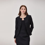 Veste cintrée à col montant et boutons recouverts