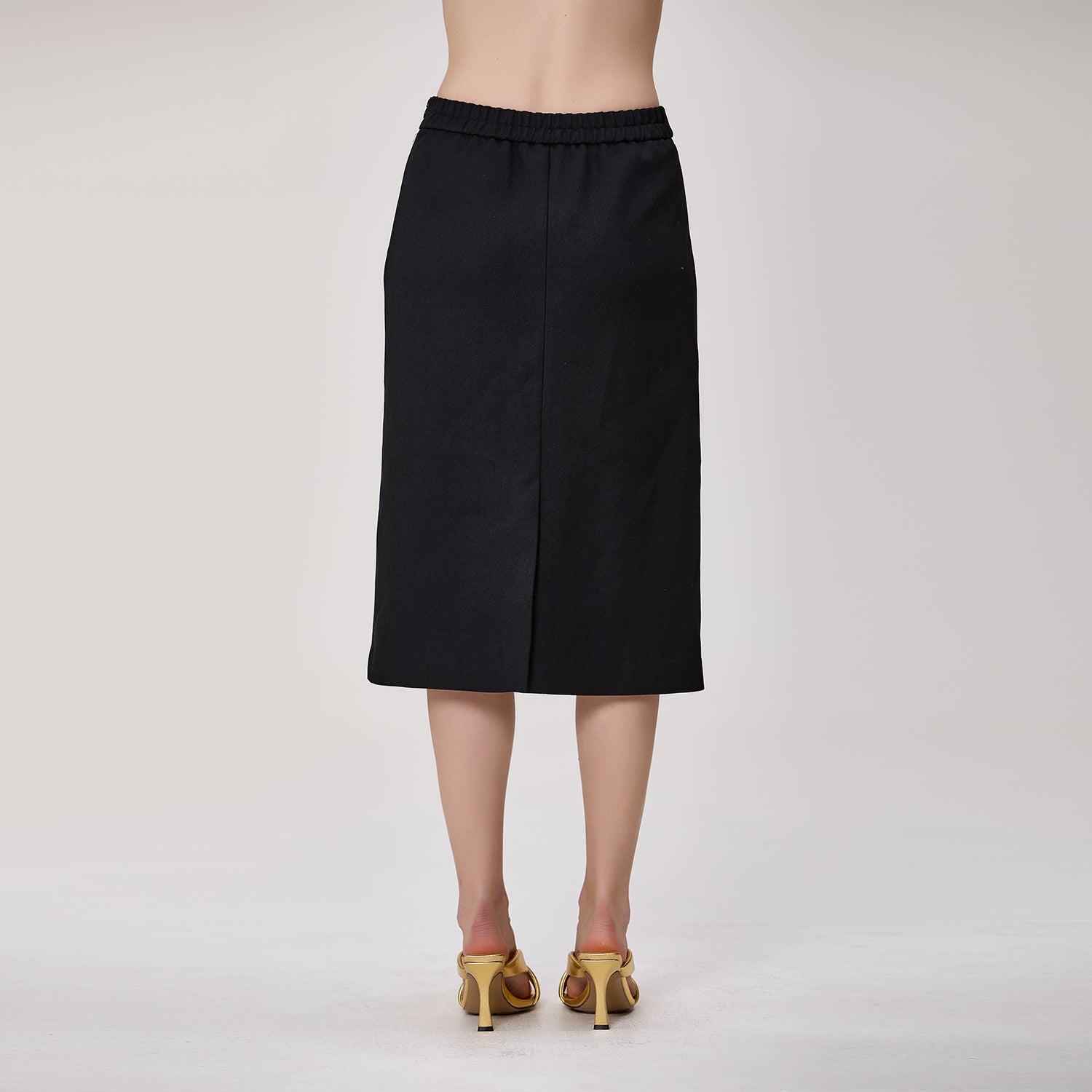 Jupe midi droite taille haute en crêpe