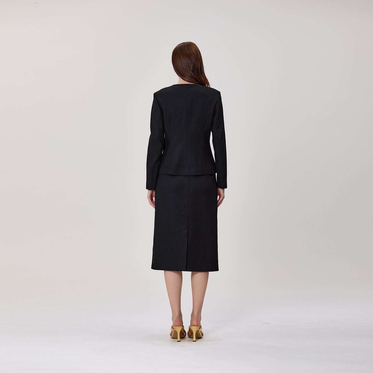 Jupe midi droite taille haute en crêpe