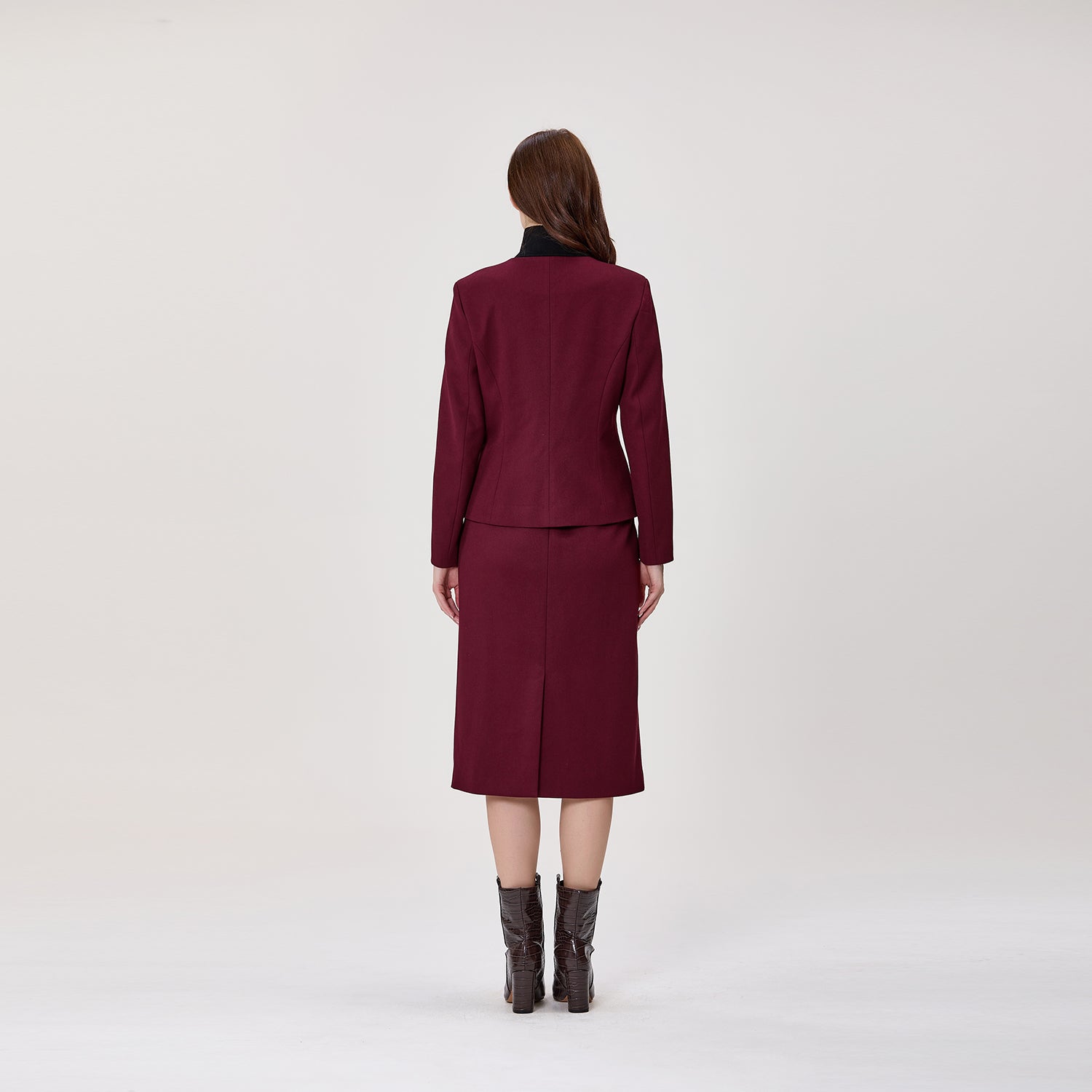 Jupe midi droite taille haute en crêpe