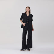Veste tailleur à coupe droite sans col