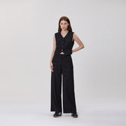 Pantalon de tailleur large à plis