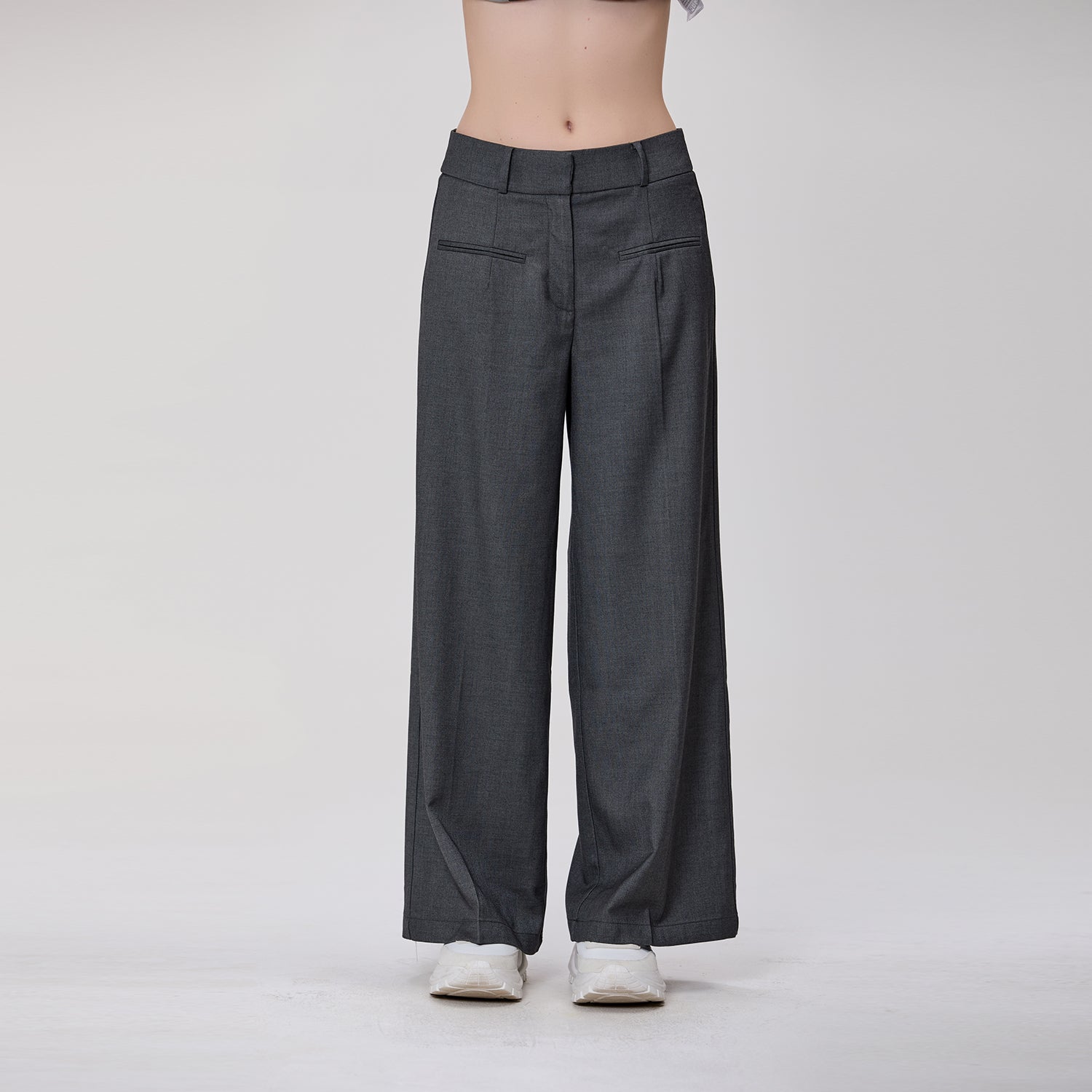 Pantalon de tailleur large à plis
