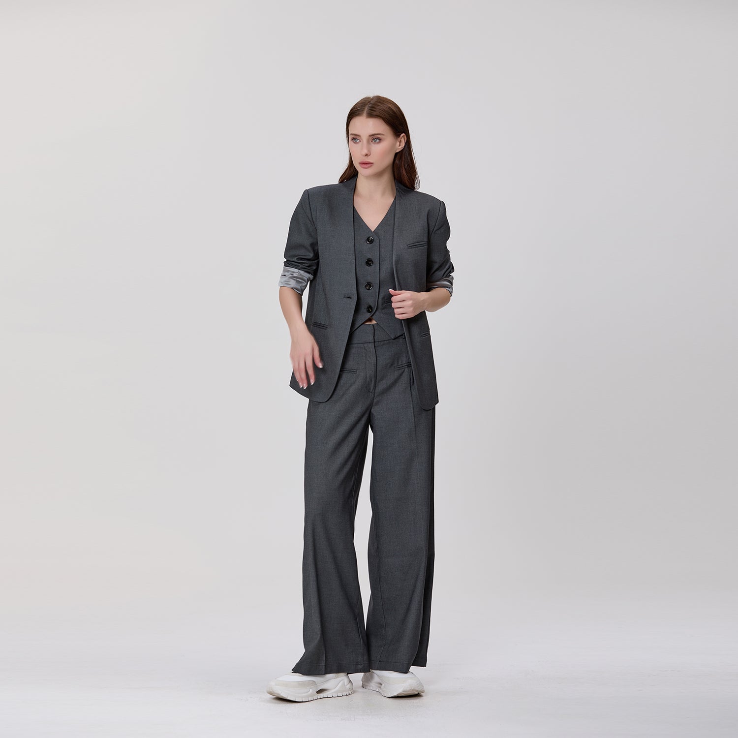 Pantalon de tailleur large à plis