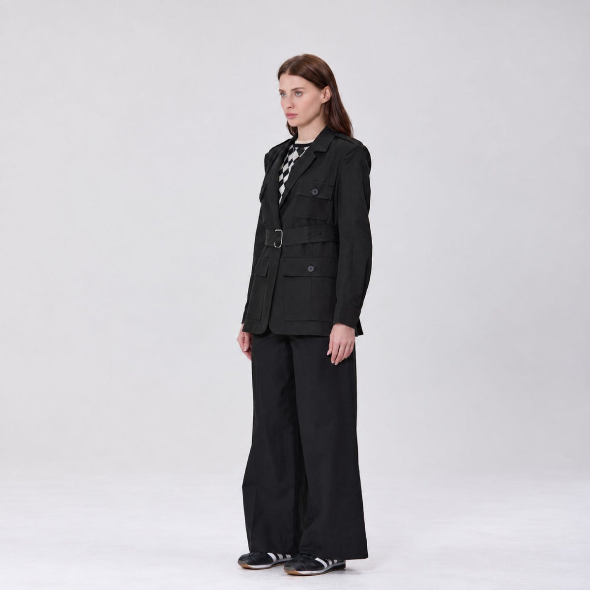 Veste Saharienne à Ceinture et Poches à Rabat