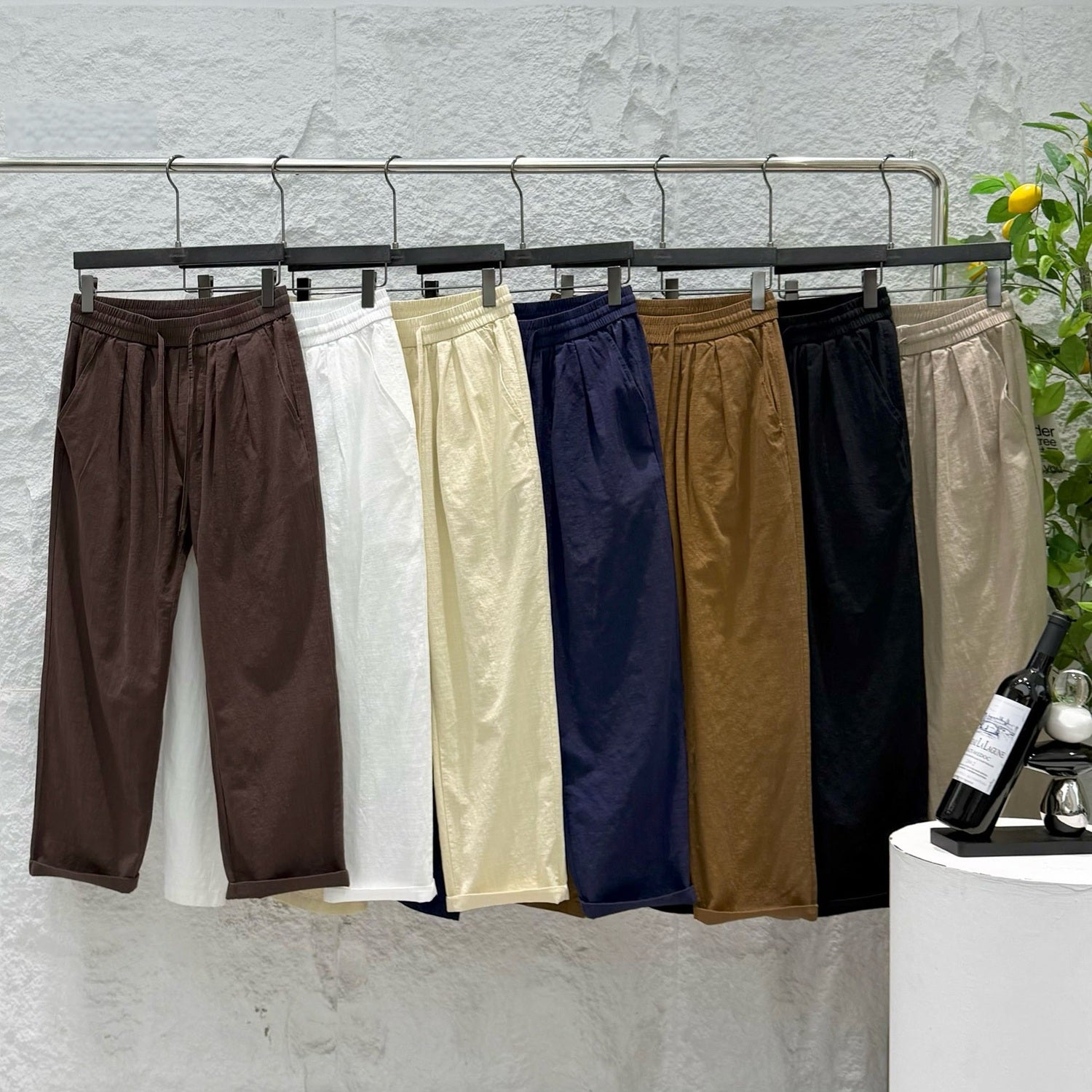 Pantalon Homme Coupe Droite à Cordon