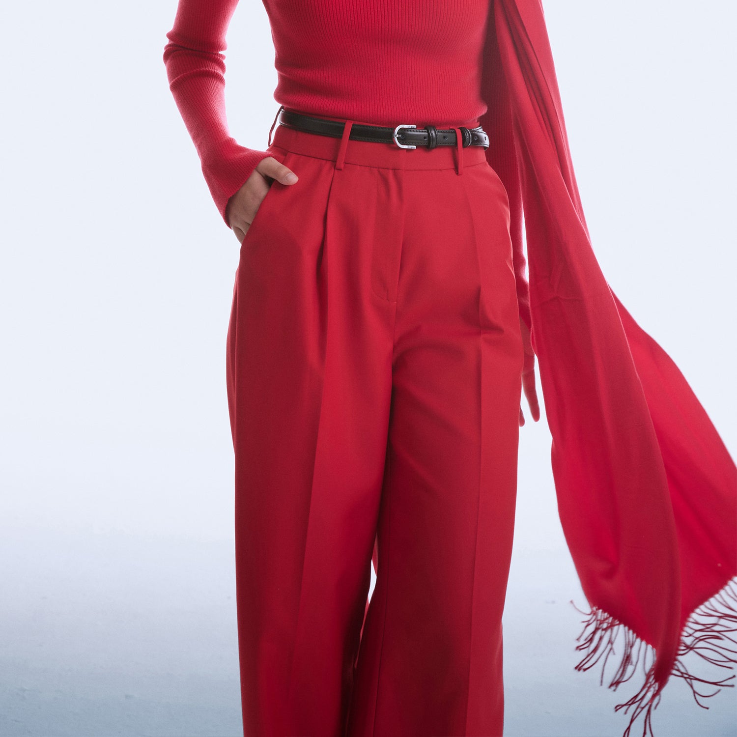 Pantalon tailleur à pince et plis
