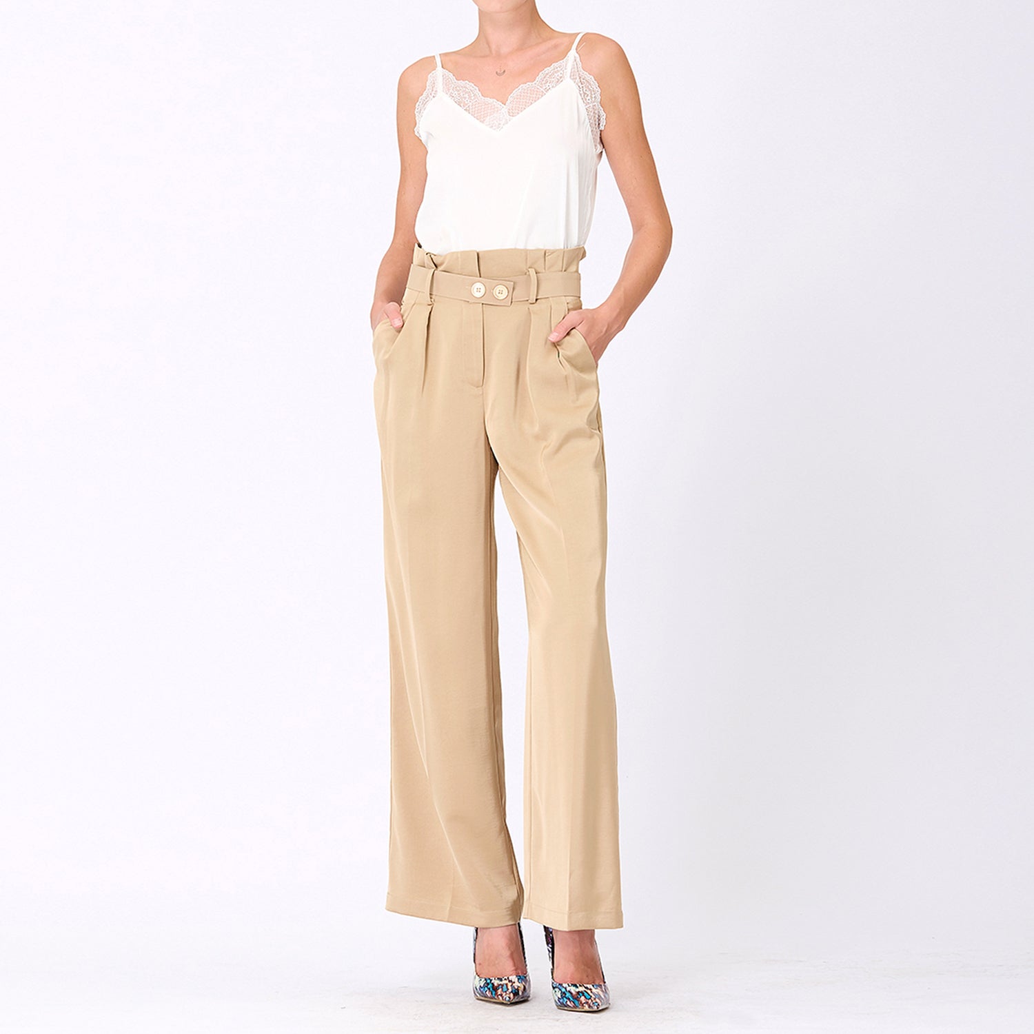 Pantalon droit à plis