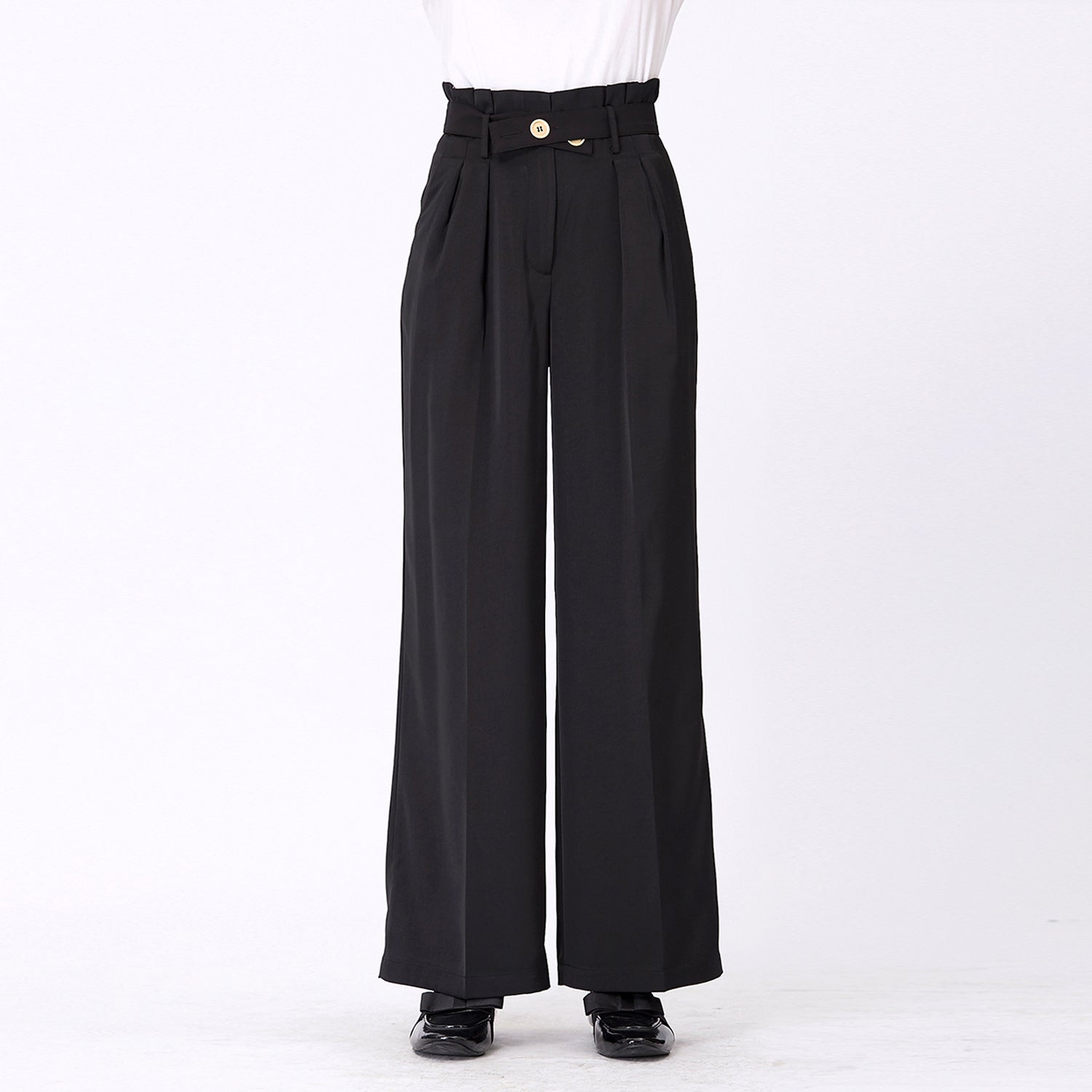 Pantalon droit à plis