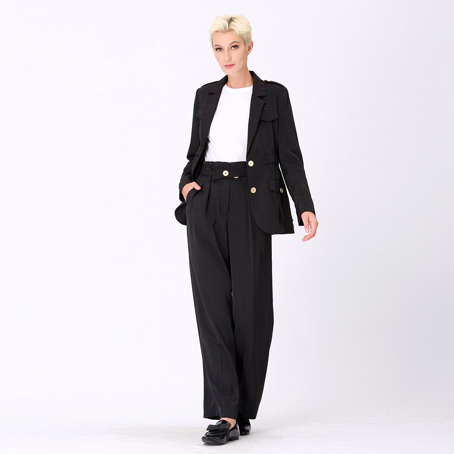 Pantalon droit à plis