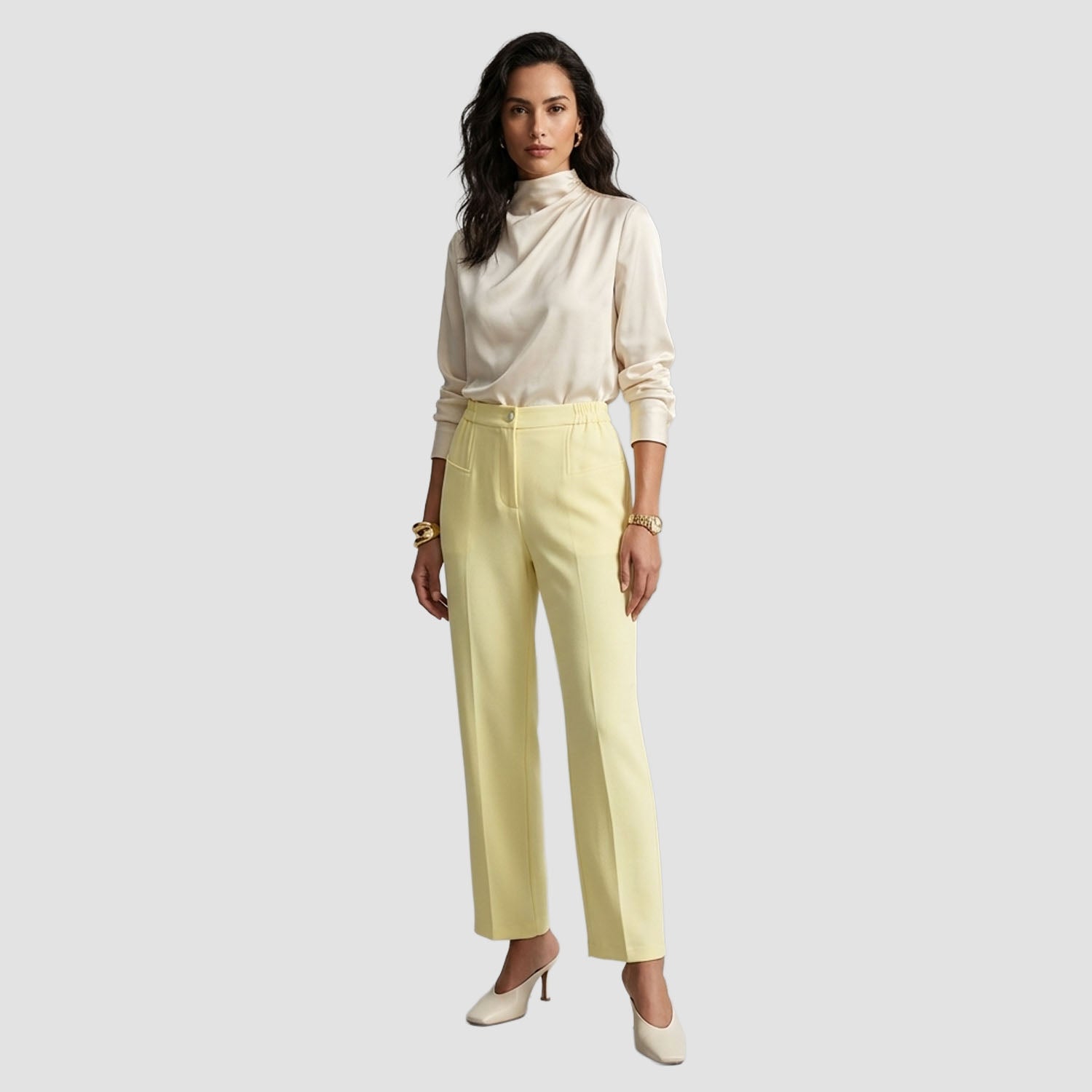 Pantalon carotte fuselé avec taille élastique - Smart & Joy