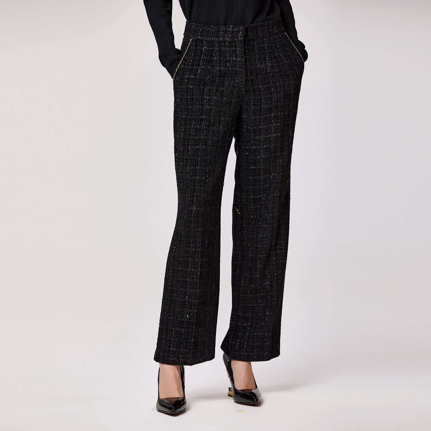 Pantalon droit en tweed