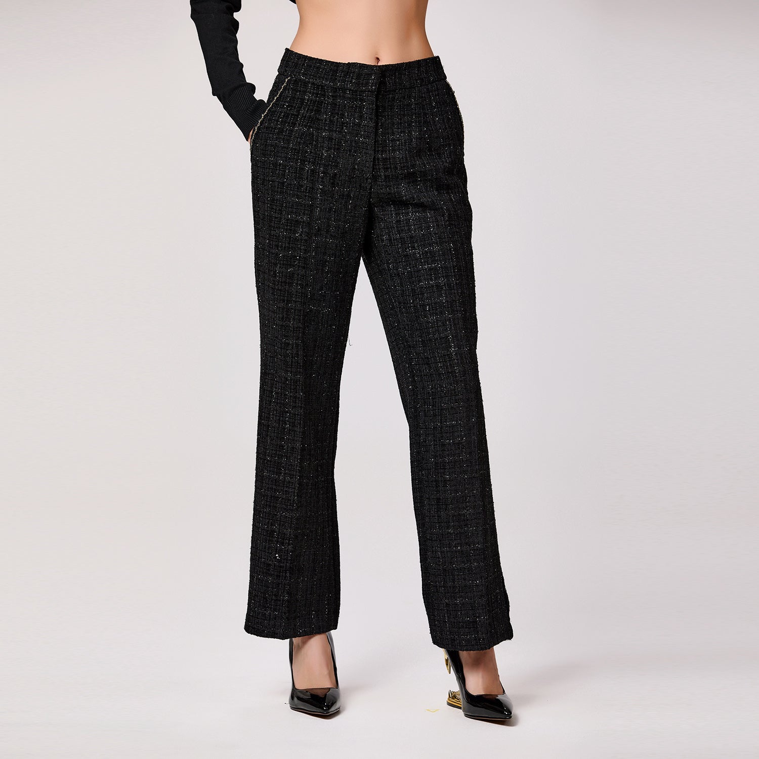 Pantalon droit en tweed