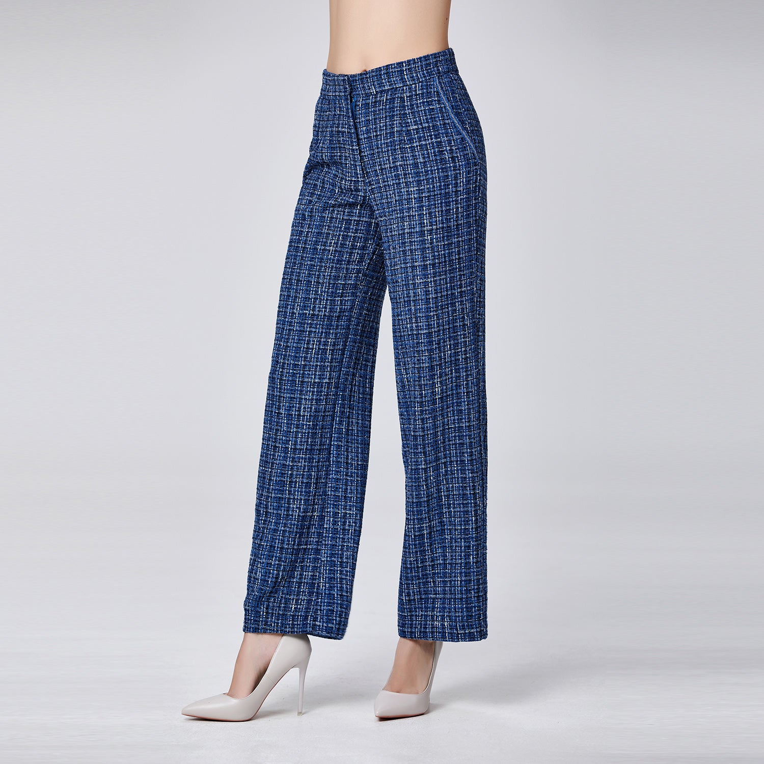 Pantalon droit en tweed