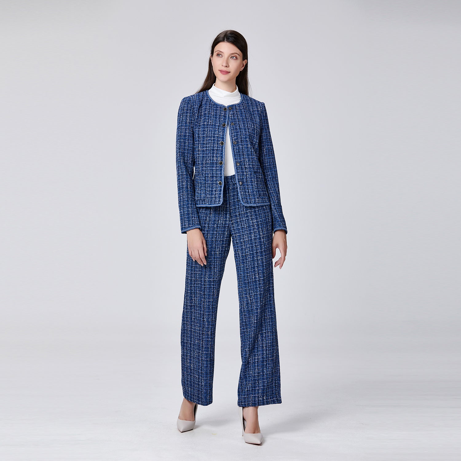 Pantalon droit en tweed