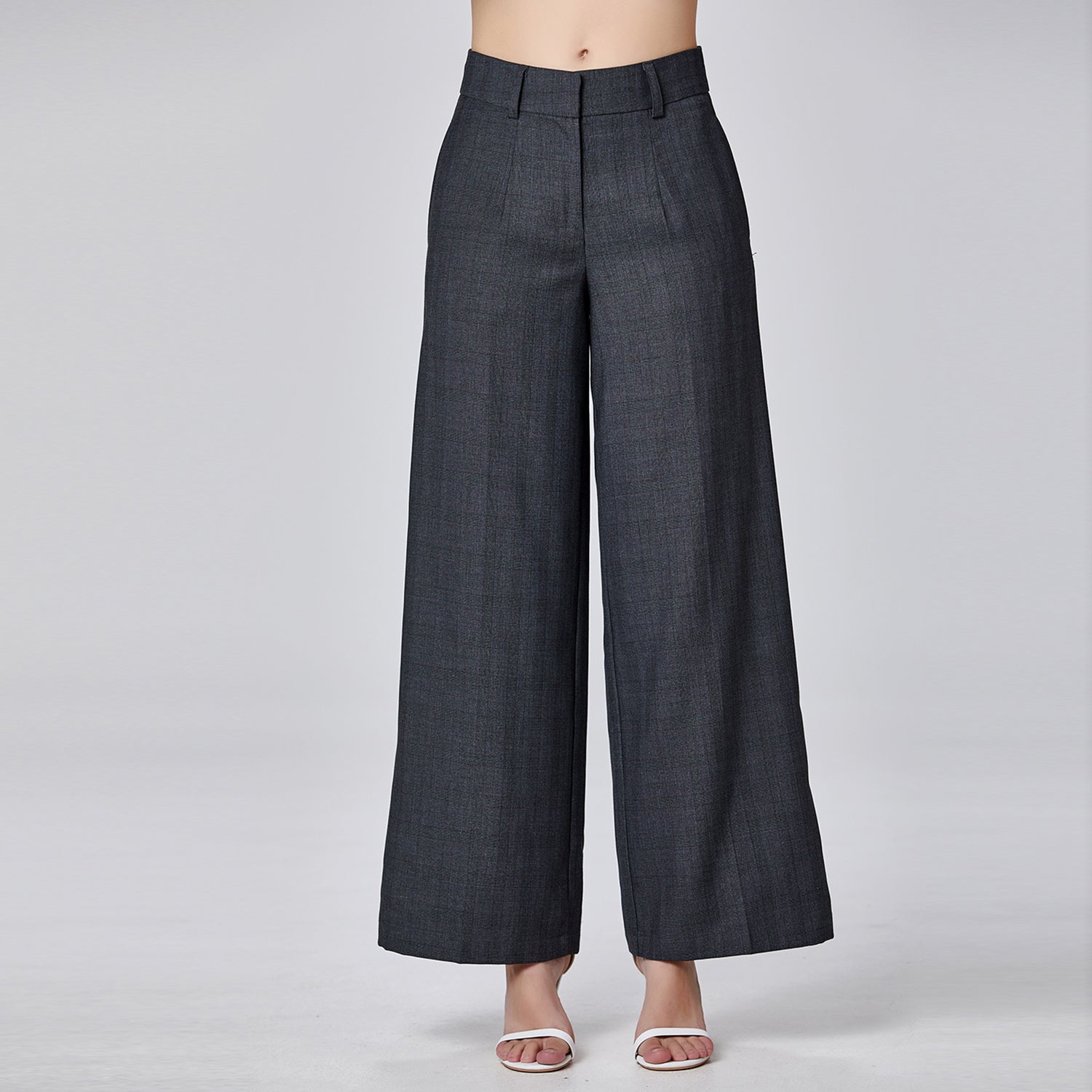 Pantalon tailleur large coupe droite