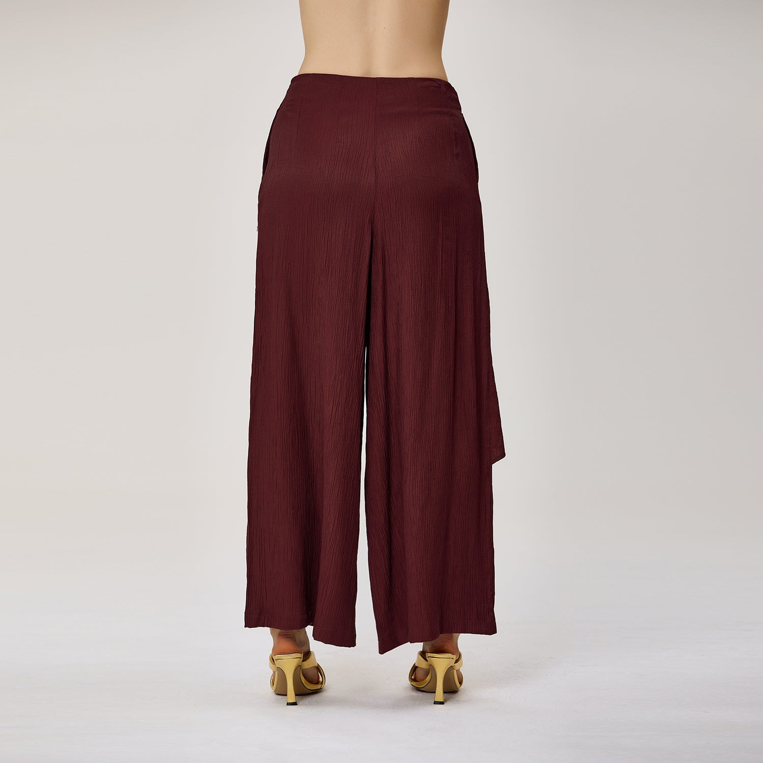 Pantalon large effet jupe portefeuille