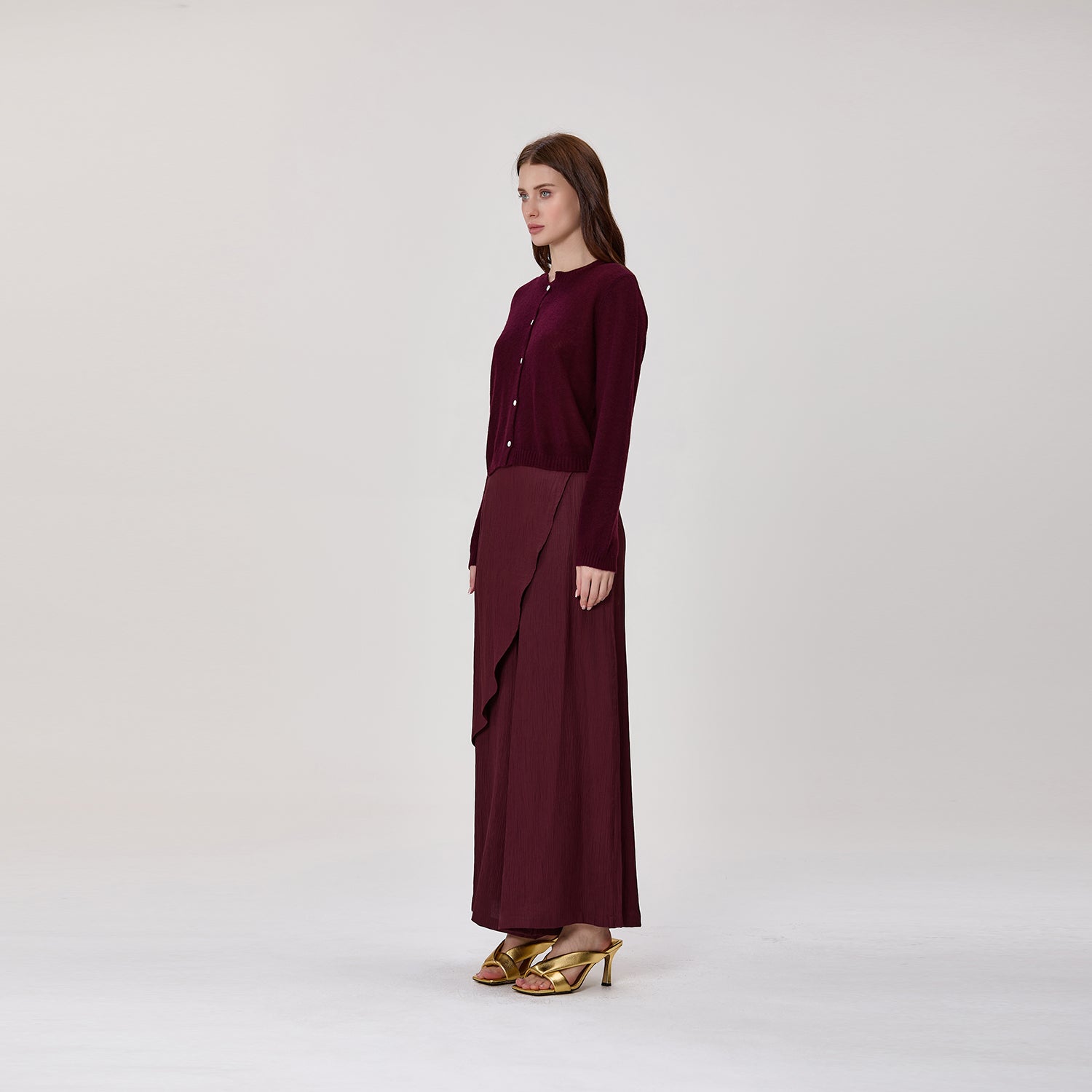 Pantalon large effet jupe portefeuille