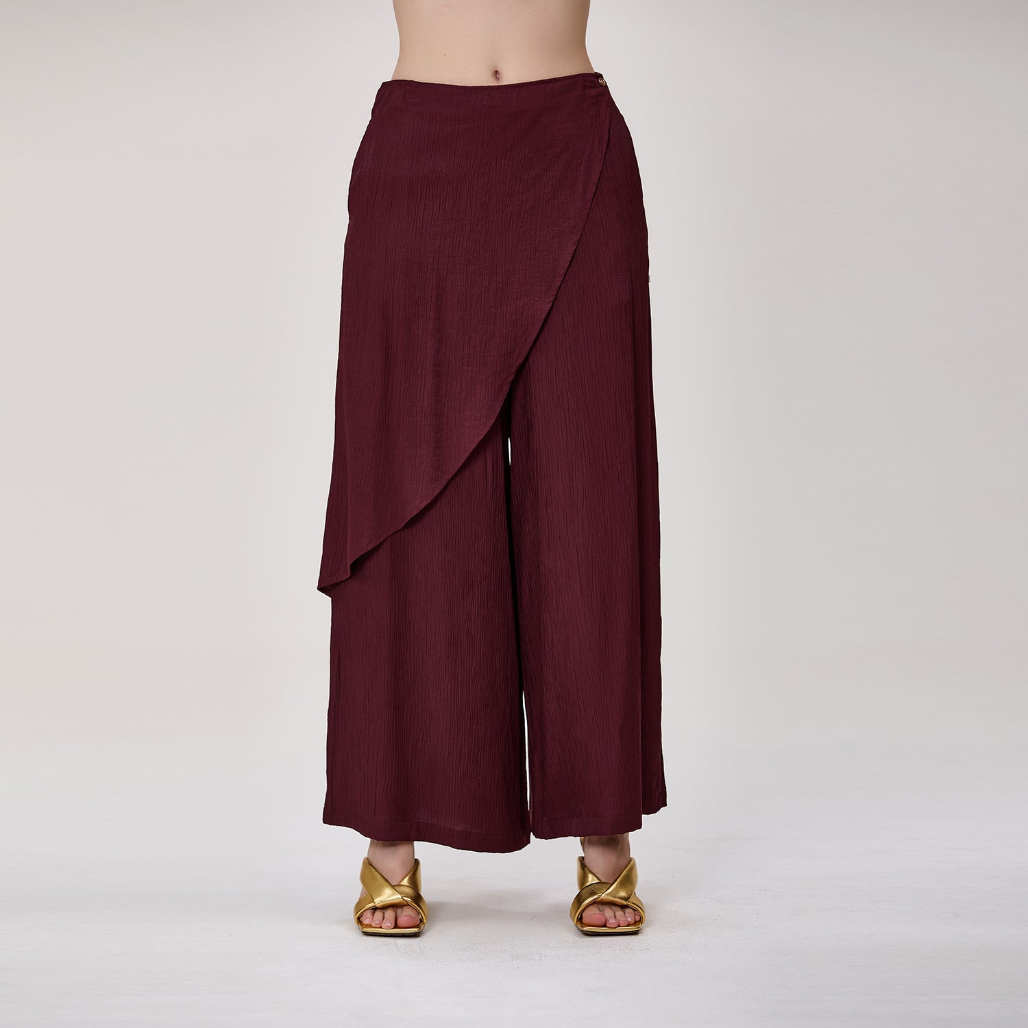 Pantalon large effet jupe portefeuille