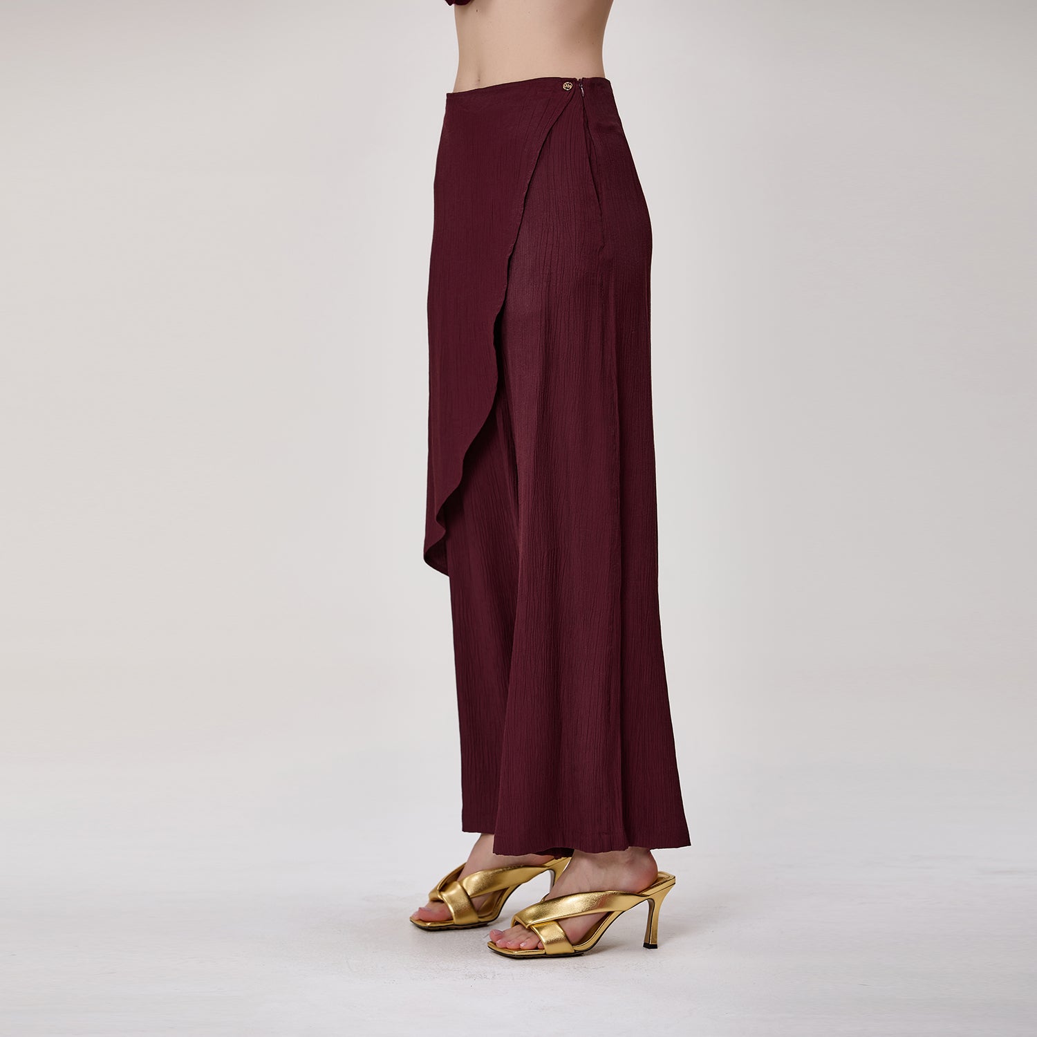 Pantalon large effet jupe portefeuille