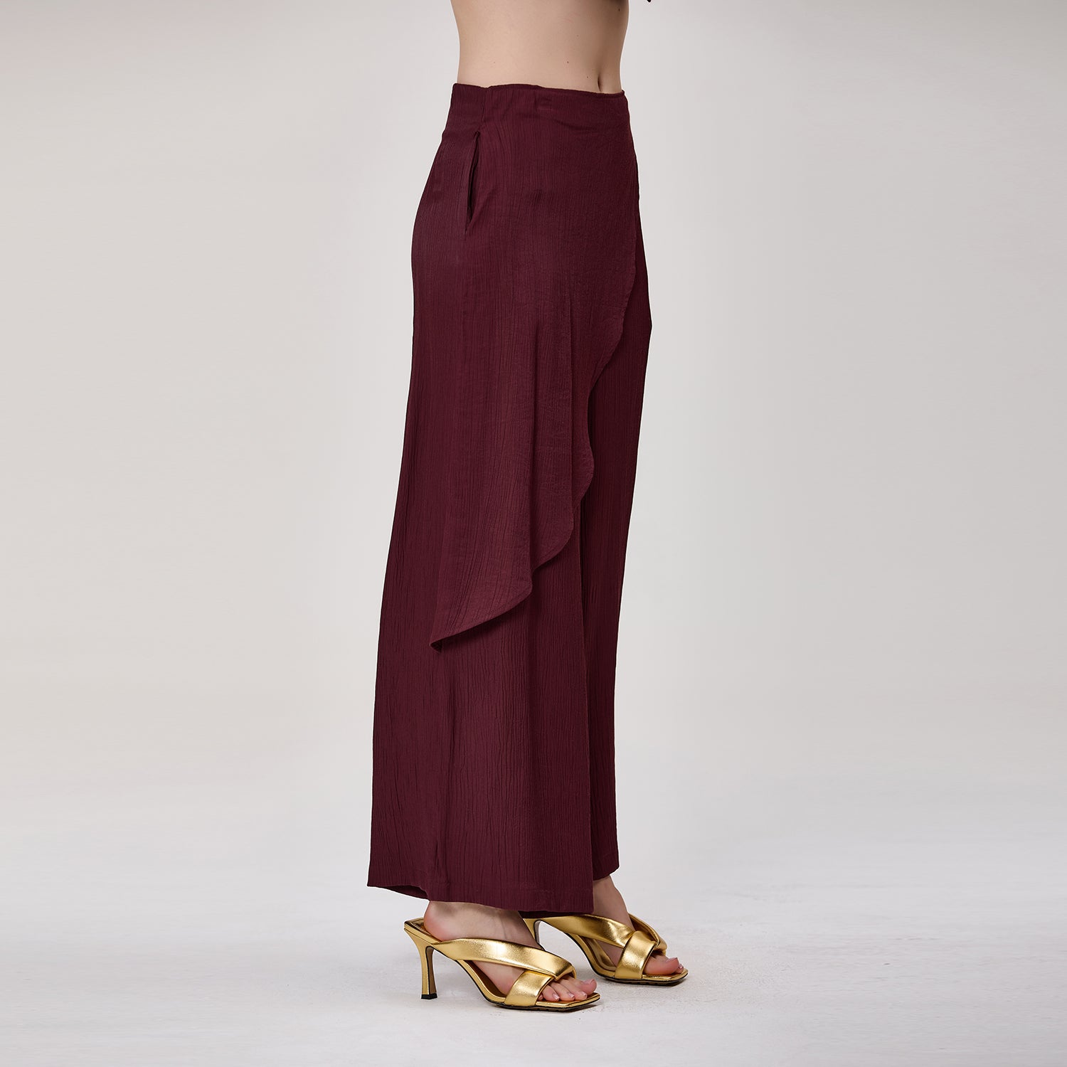 Pantalon large effet jupe portefeuille