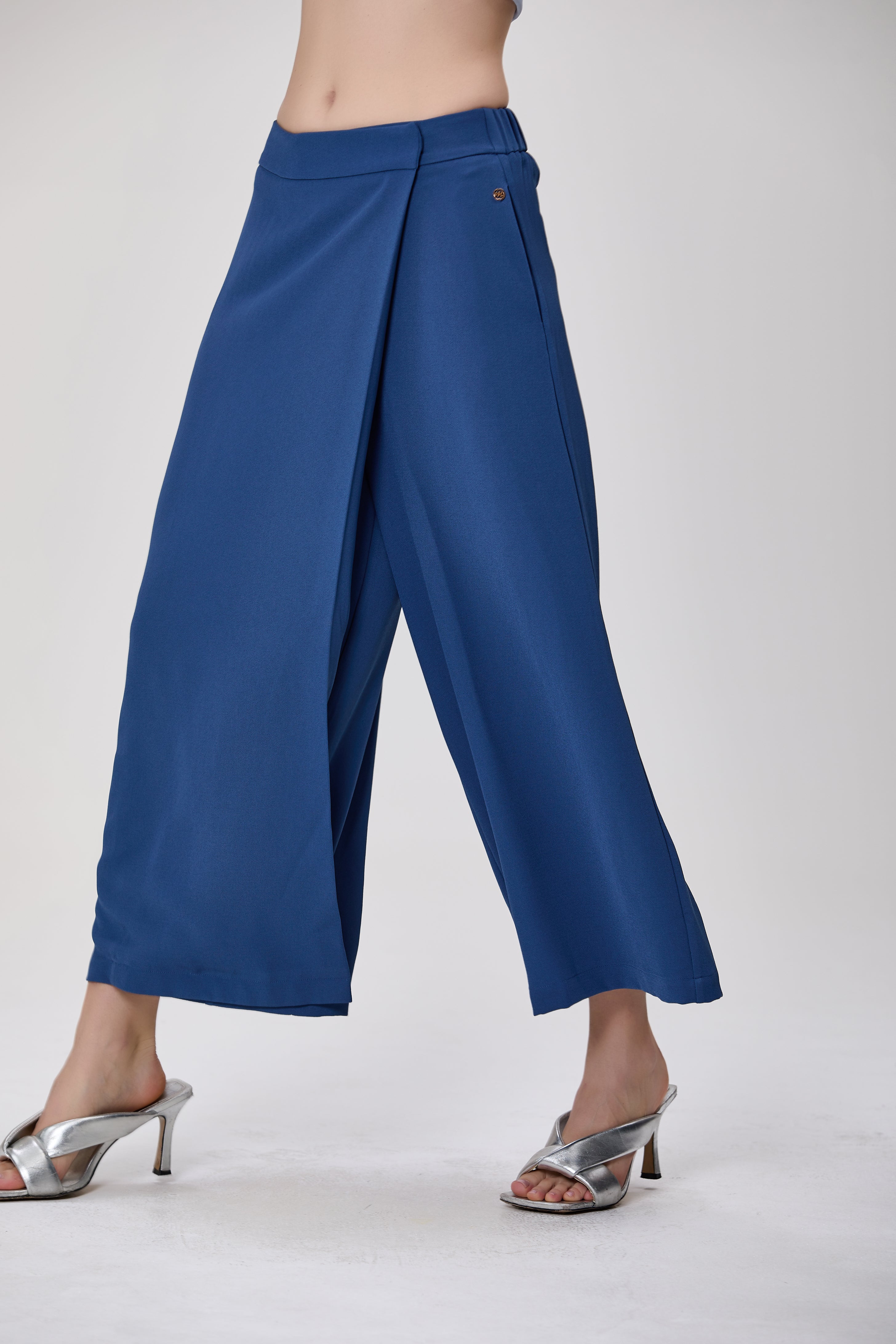 Pantalon jupe-culotte large effet portefeuille
