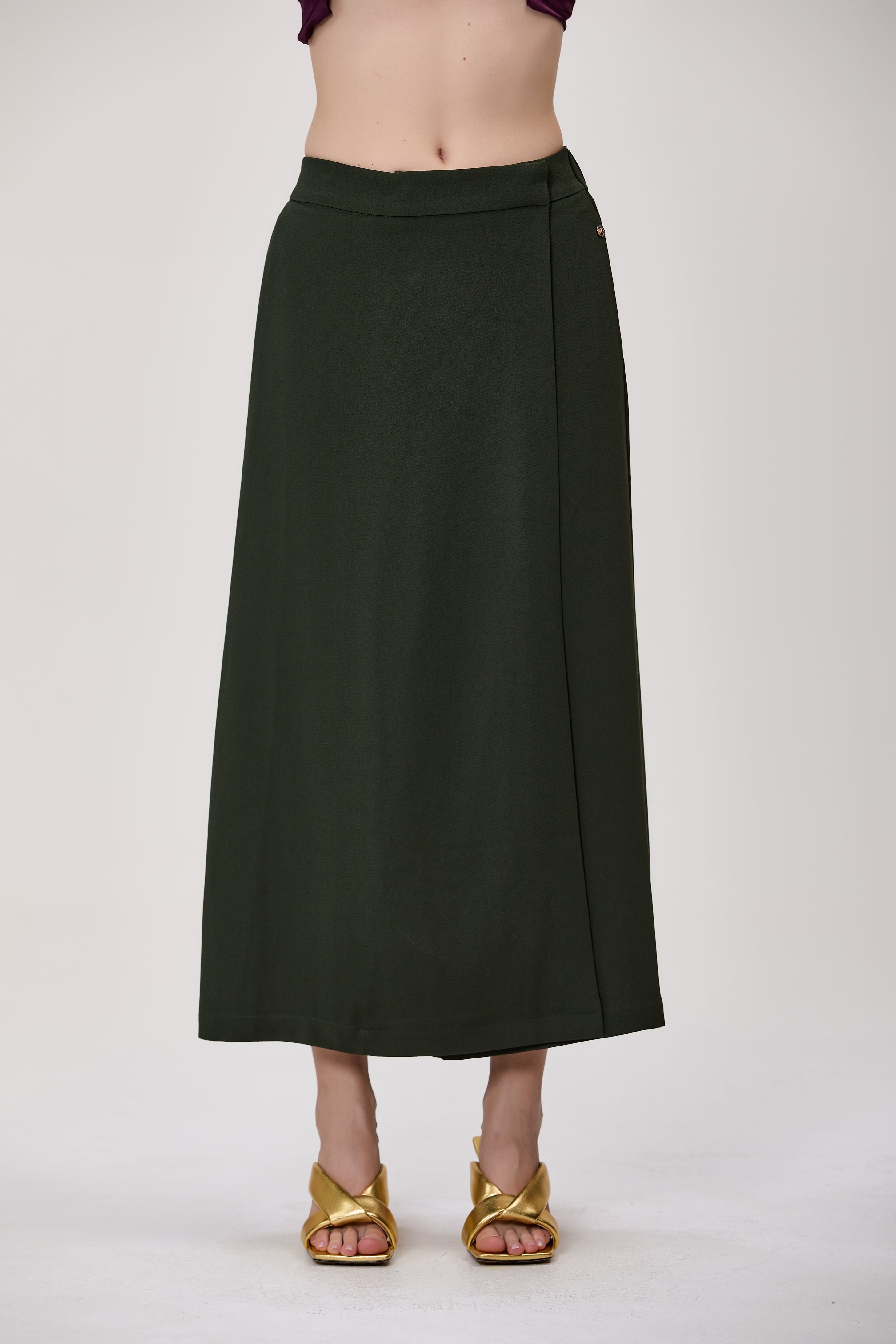 Pantalon jupe-culotte large effet portefeuille