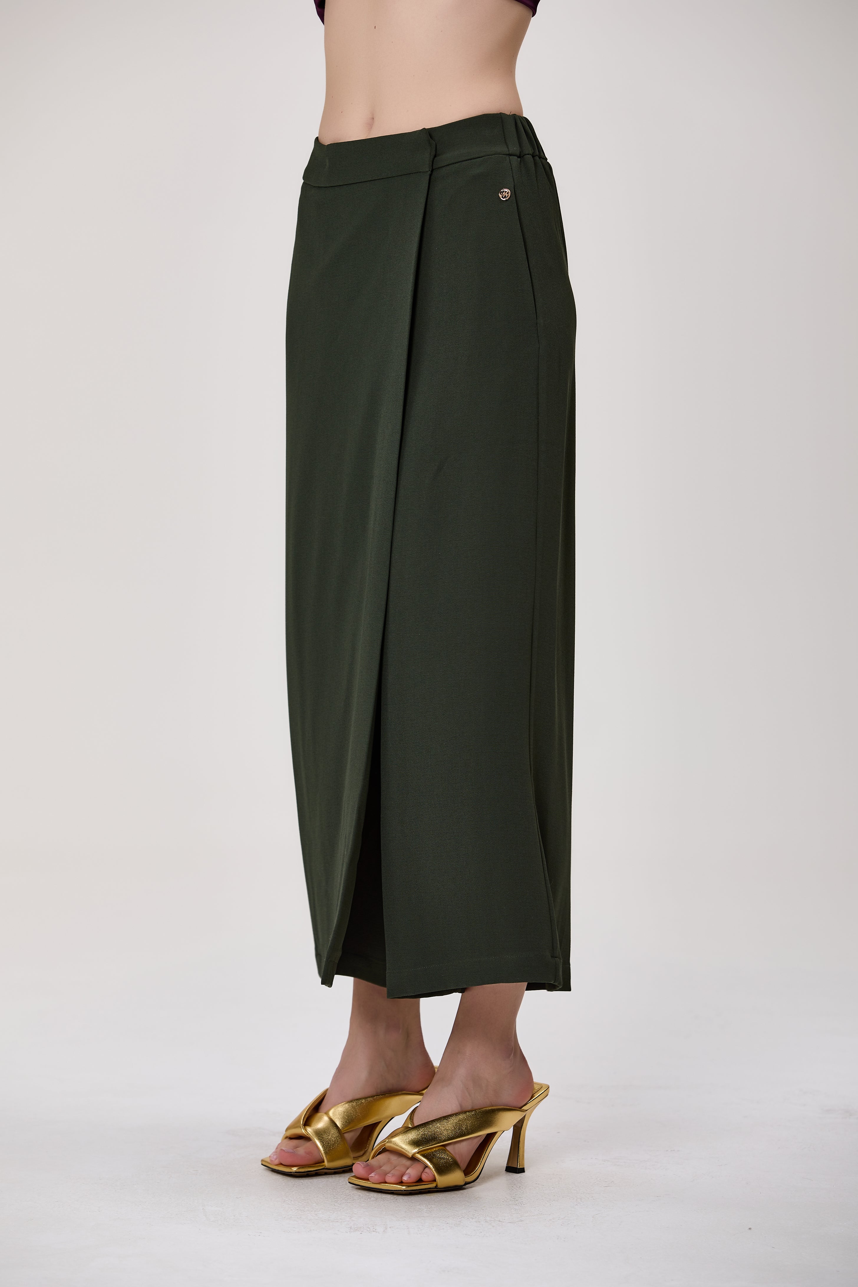Pantalon jupe-culotte large effet portefeuille