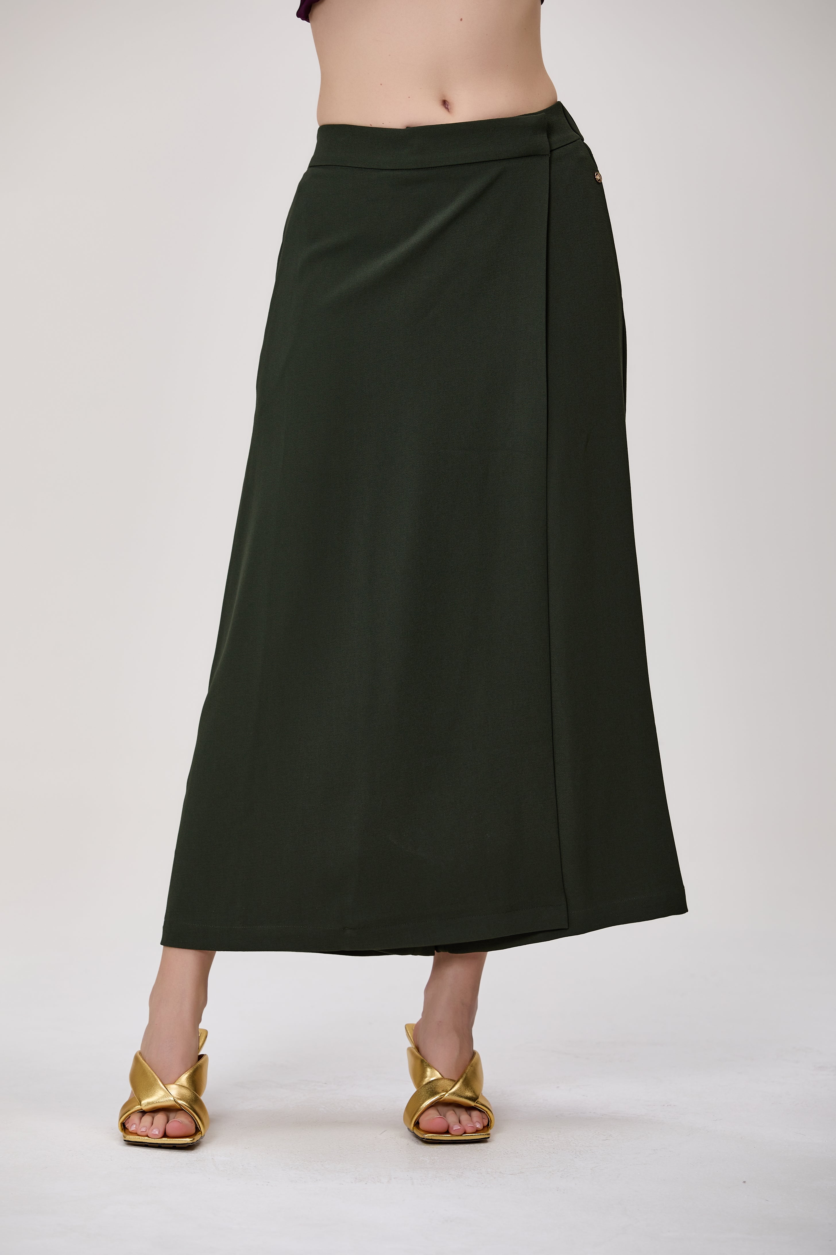 Pantalon jupe-culotte large effet portefeuille