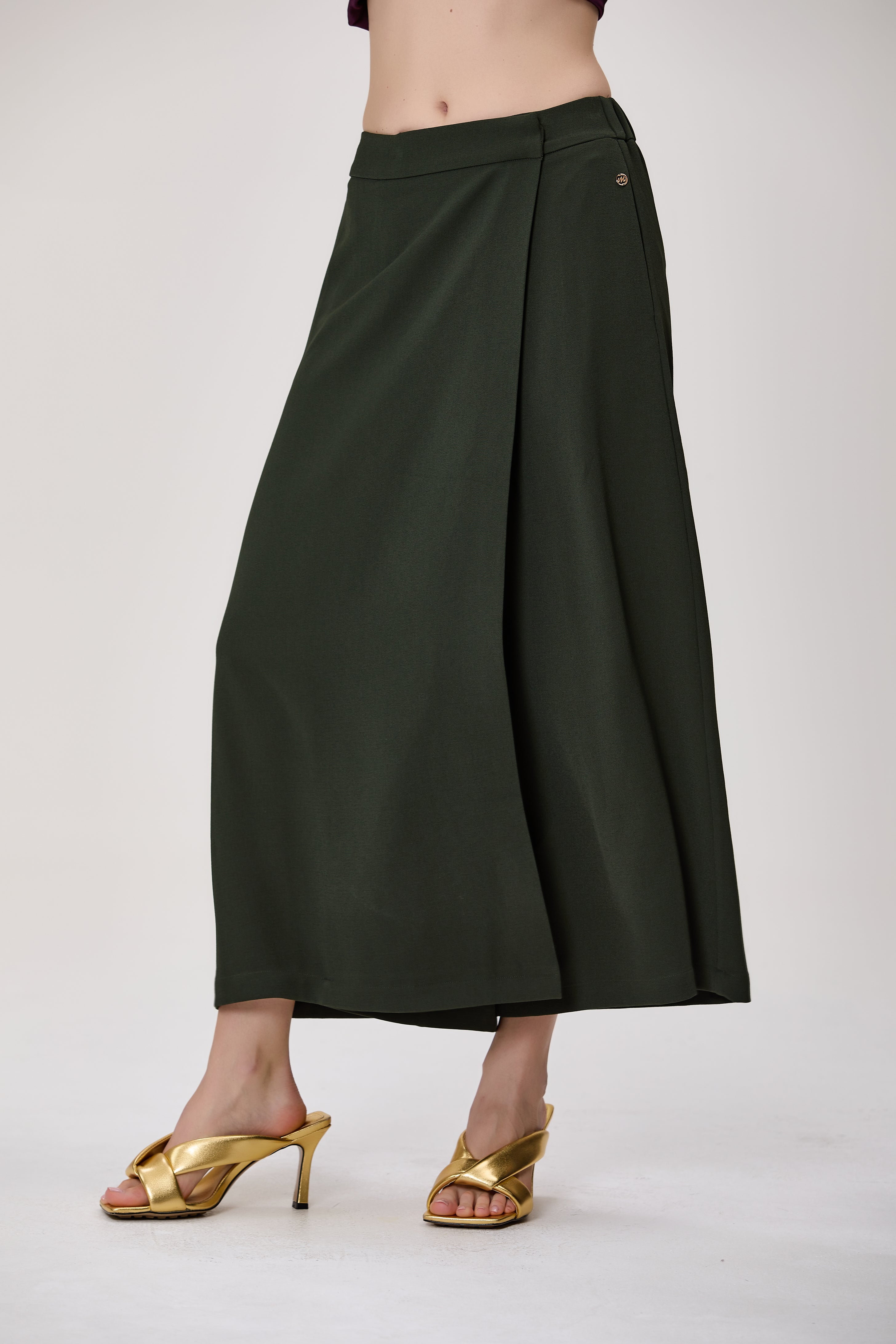Pantalon jupe-culotte large effet portefeuille