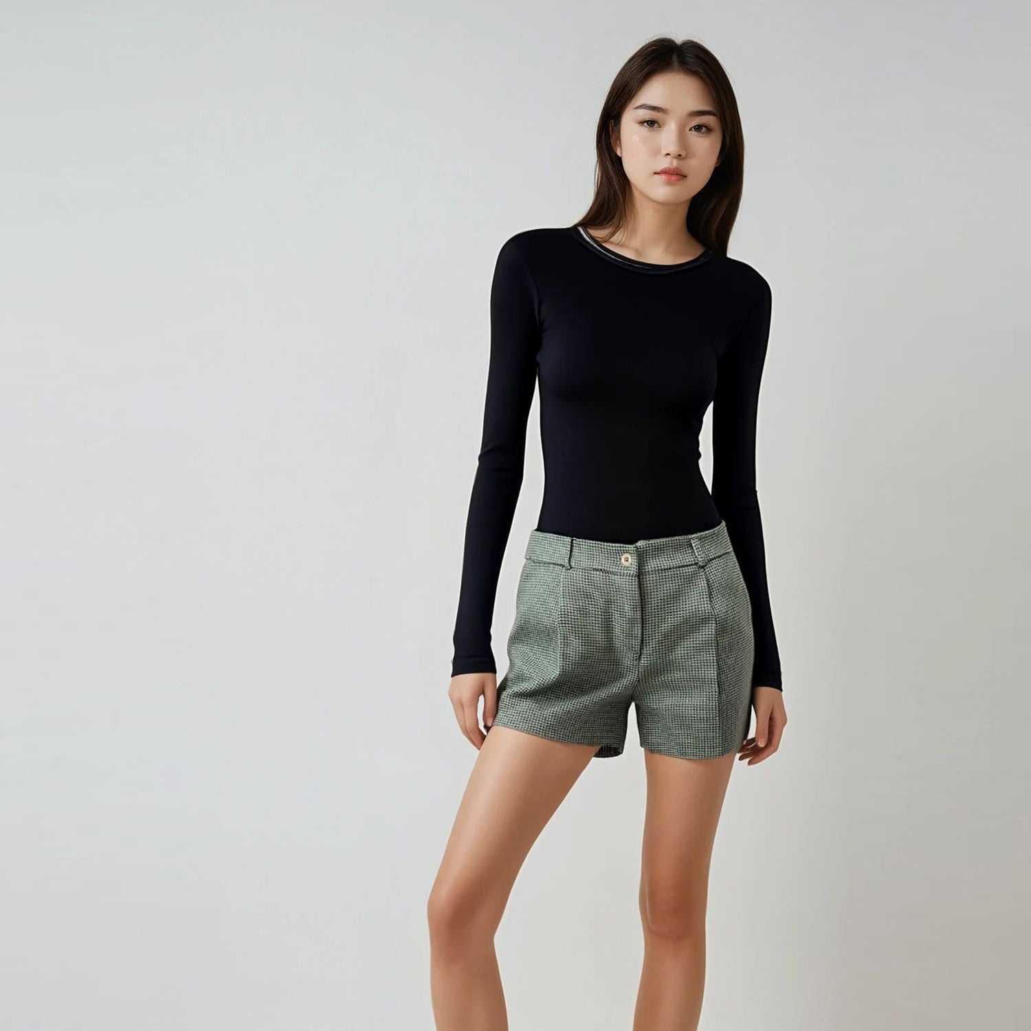 Short micro à motif pied-de-poule