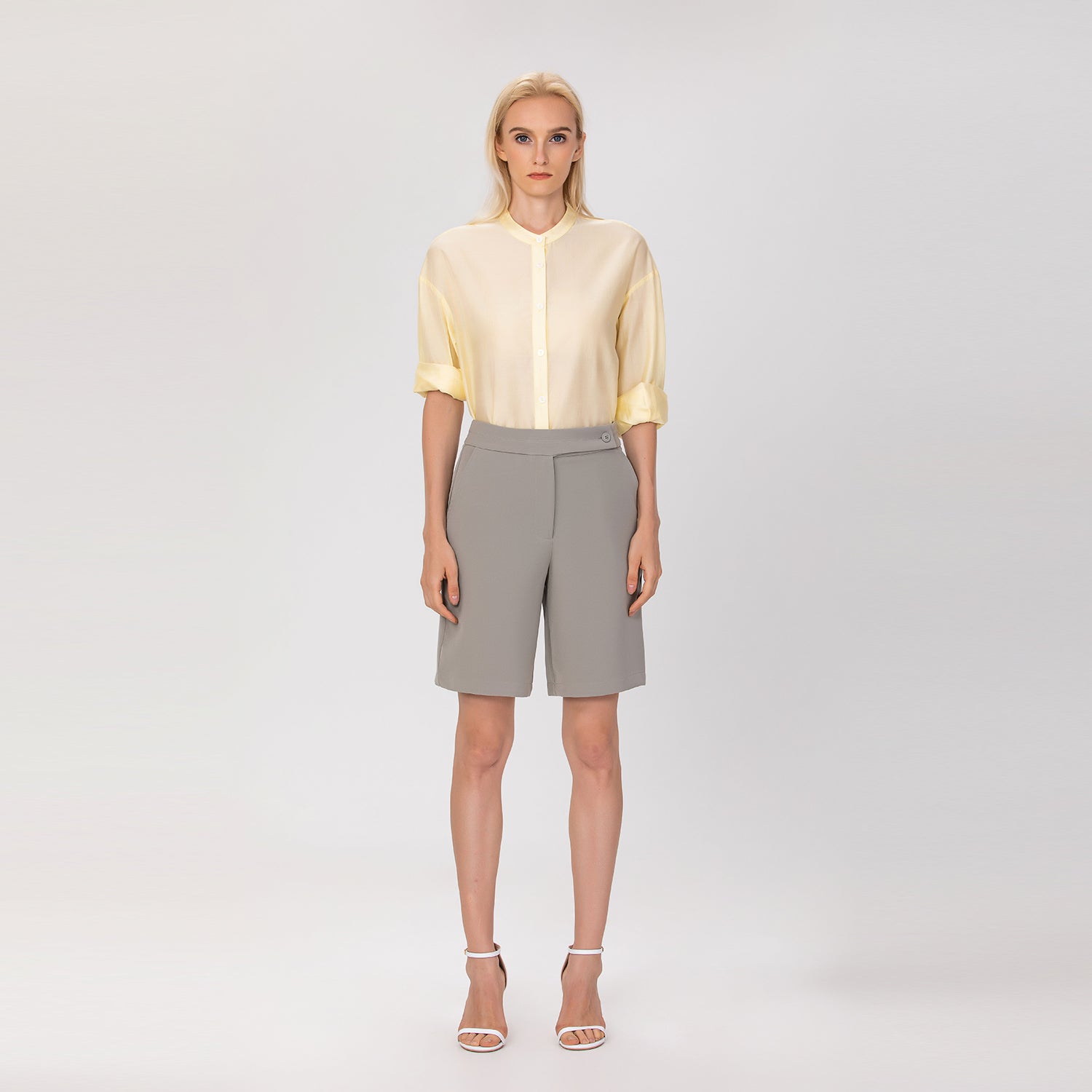 Bermuda taille haute à coupe droite