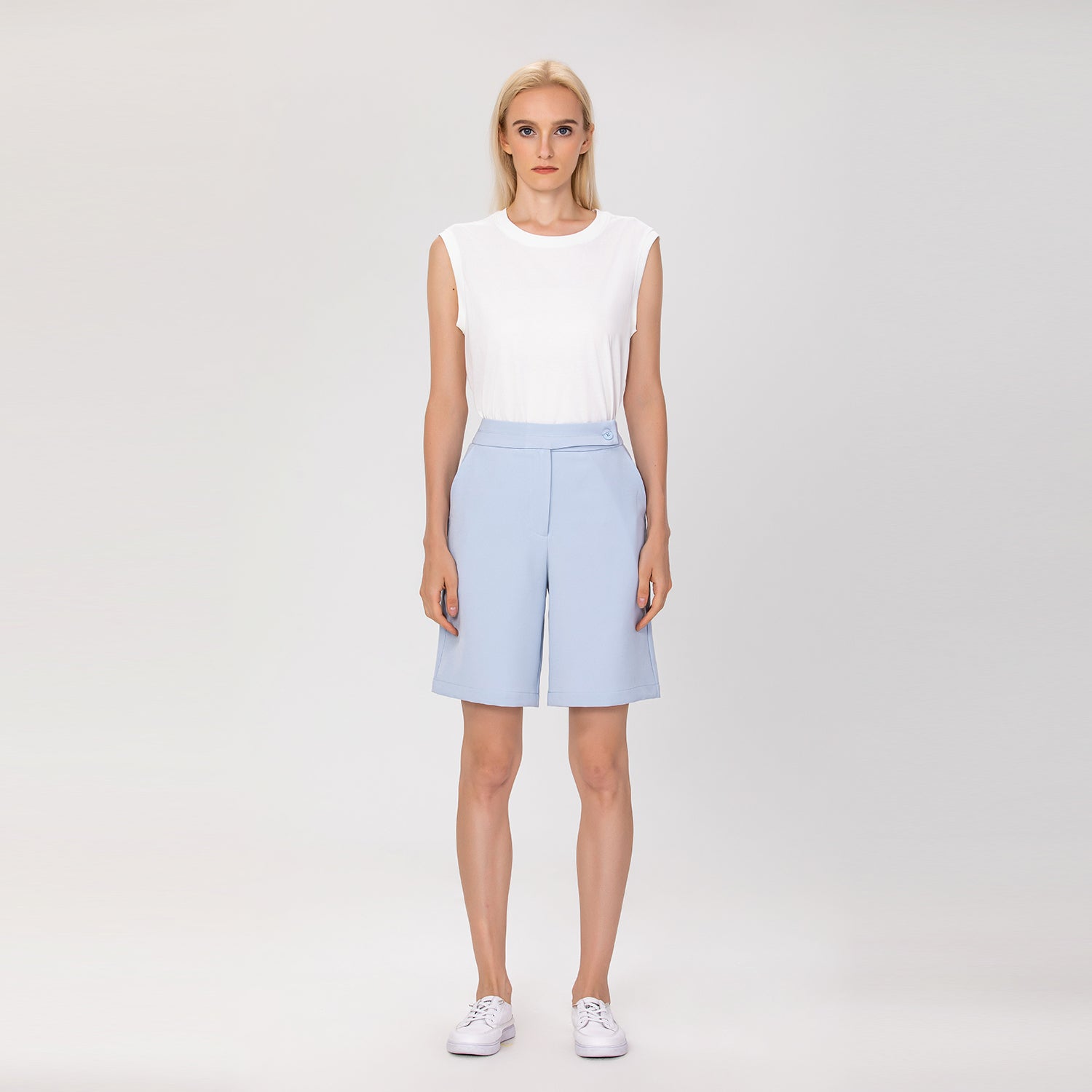 Bermuda taille haute à coupe droite
