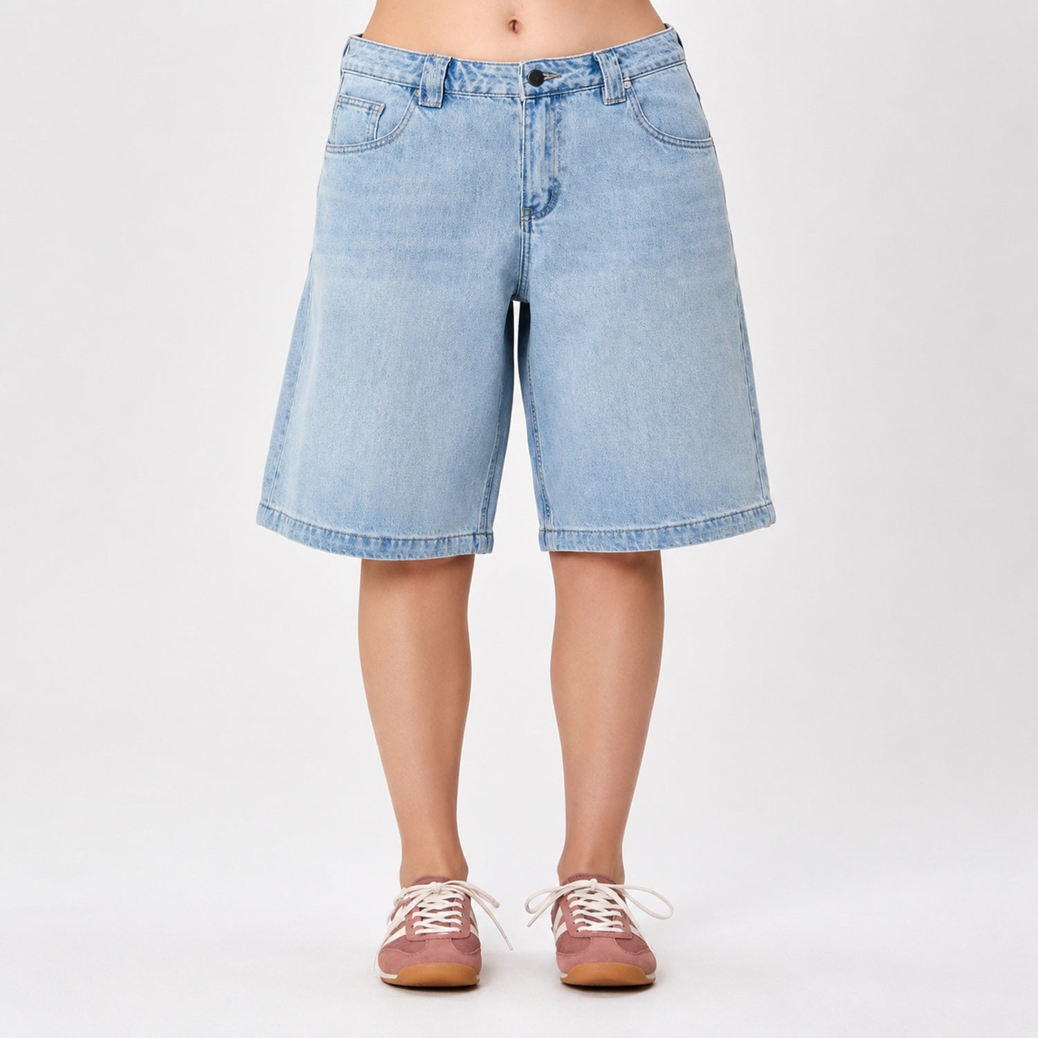 Bermuda en denim délavé coupe ample