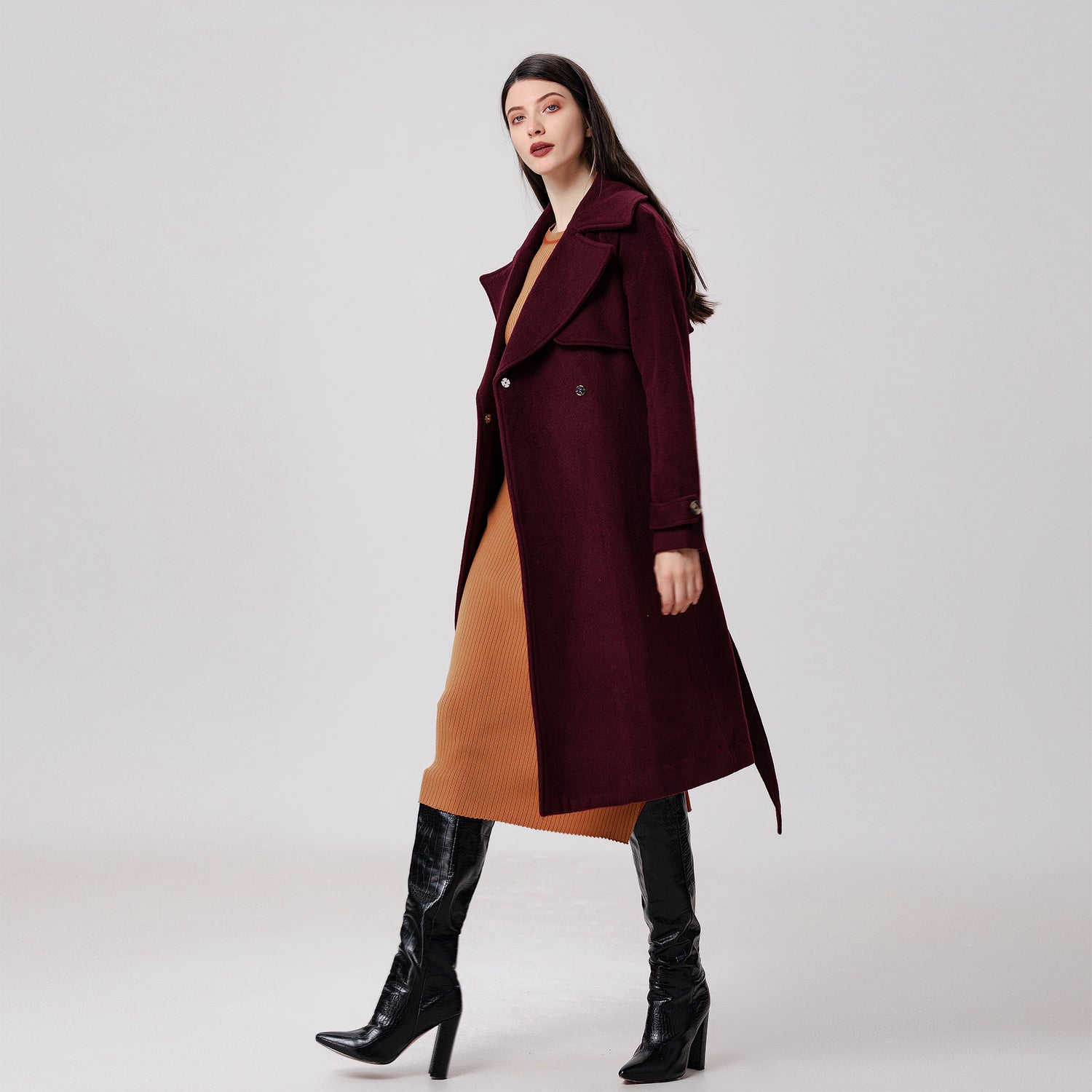 Manteau en laine à larges bas-volets