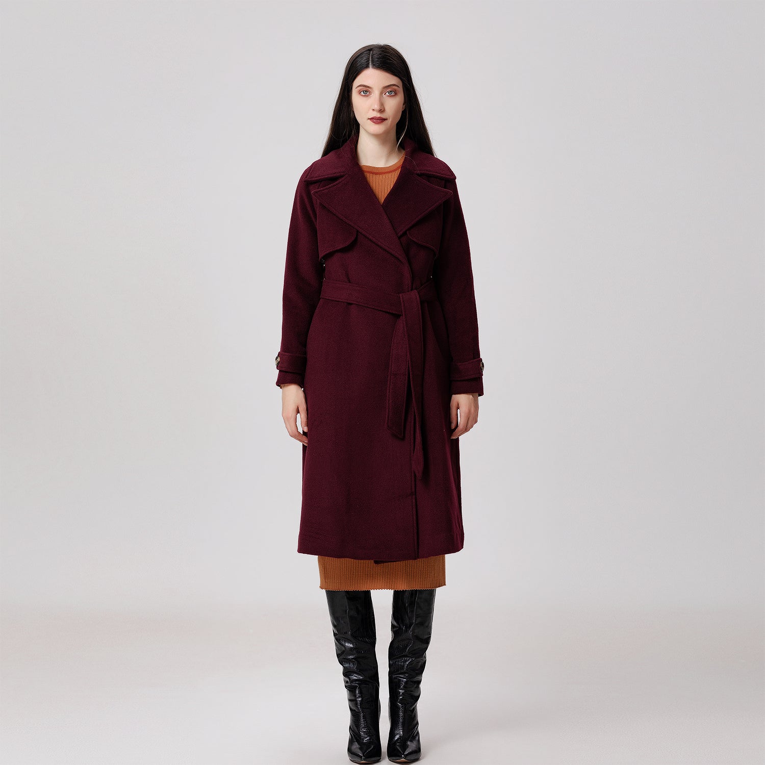Manteau en laine à larges bas-volets