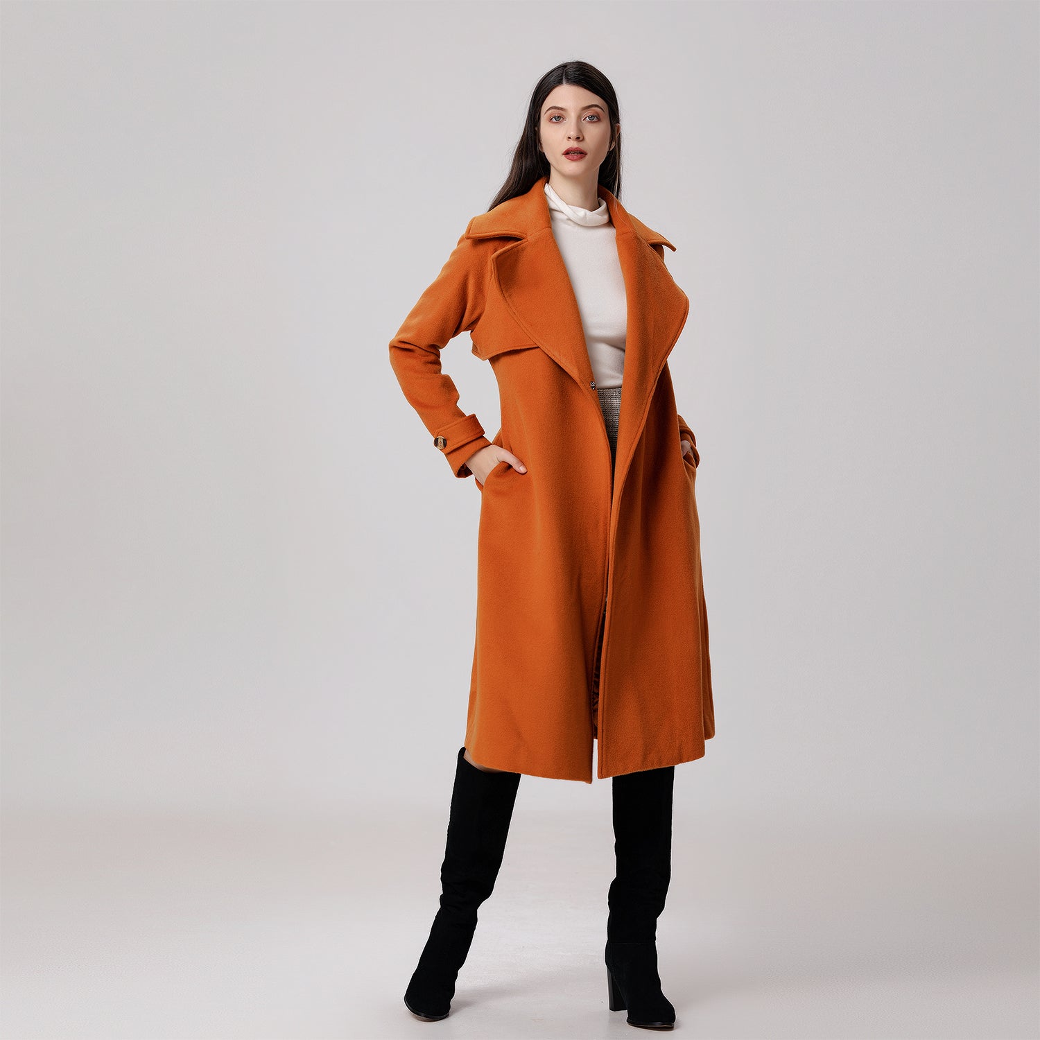 Manteau en laine à larges bas-volets
