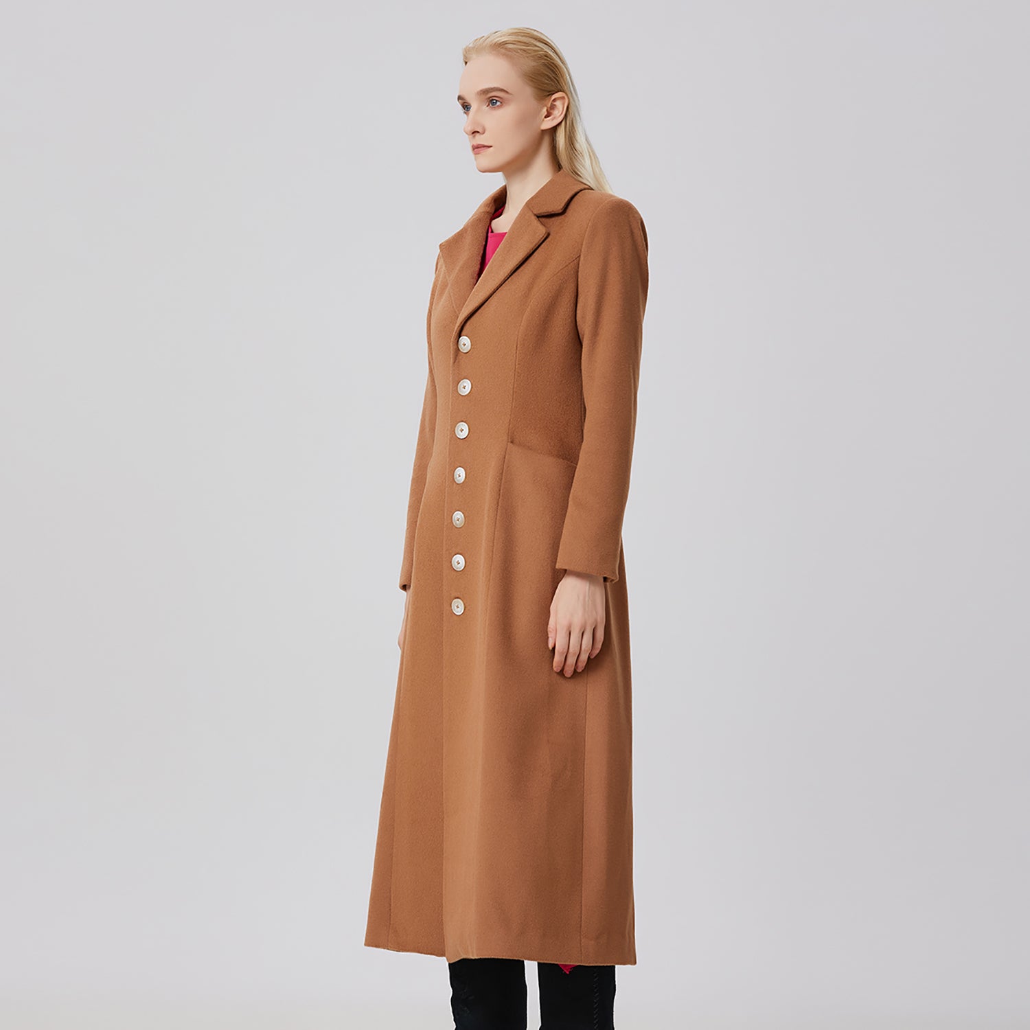 Long manteau tailleur en laine