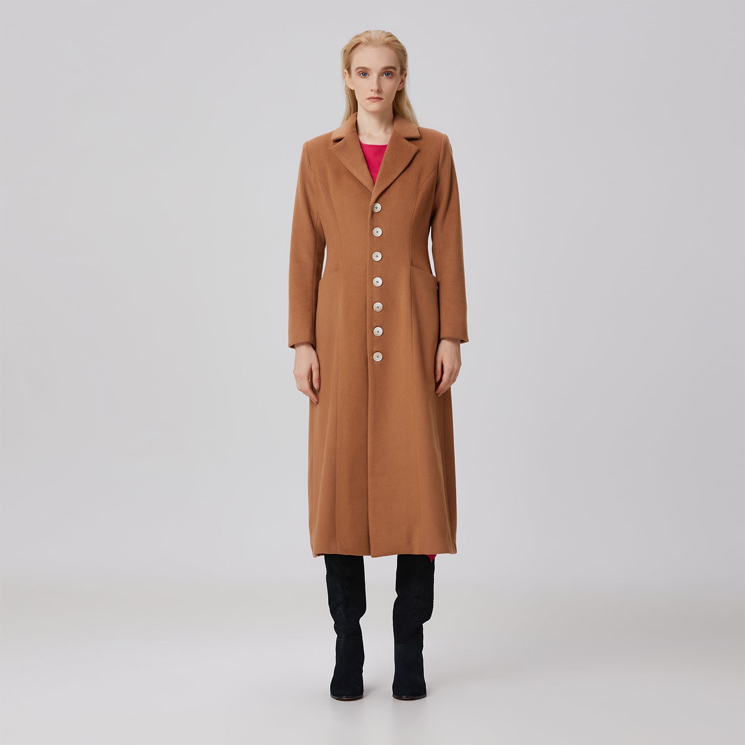 Long manteau tailleur en laine