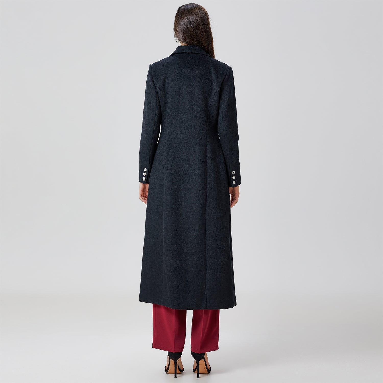 Long manteau tailleur en laine