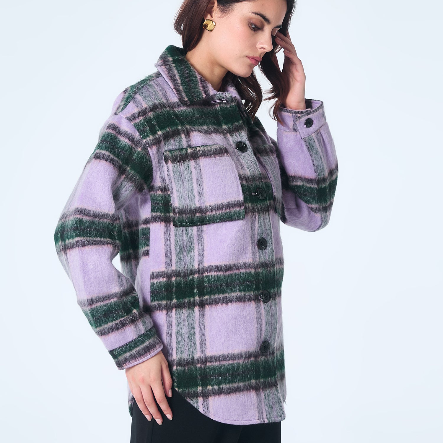 Manteau ample à carreaux