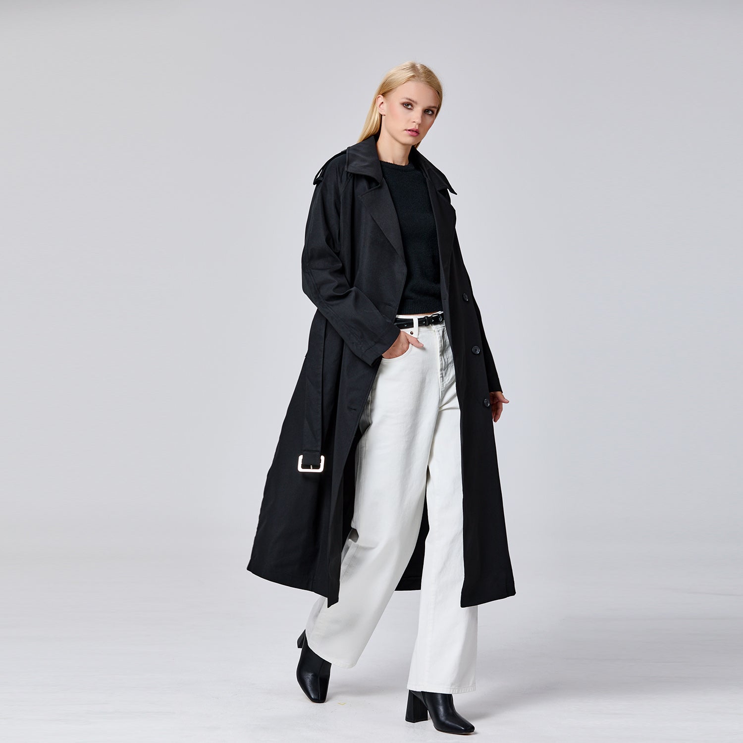 Trench-coat basique double boutonnage