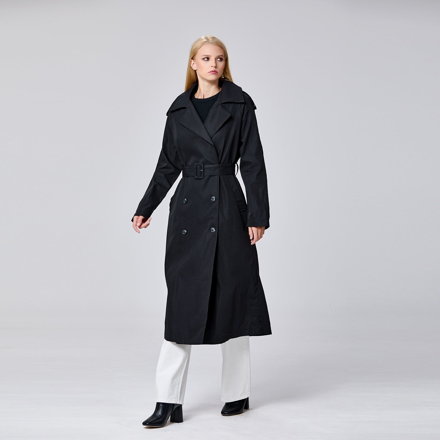 Trench-coat basique double boutonnage