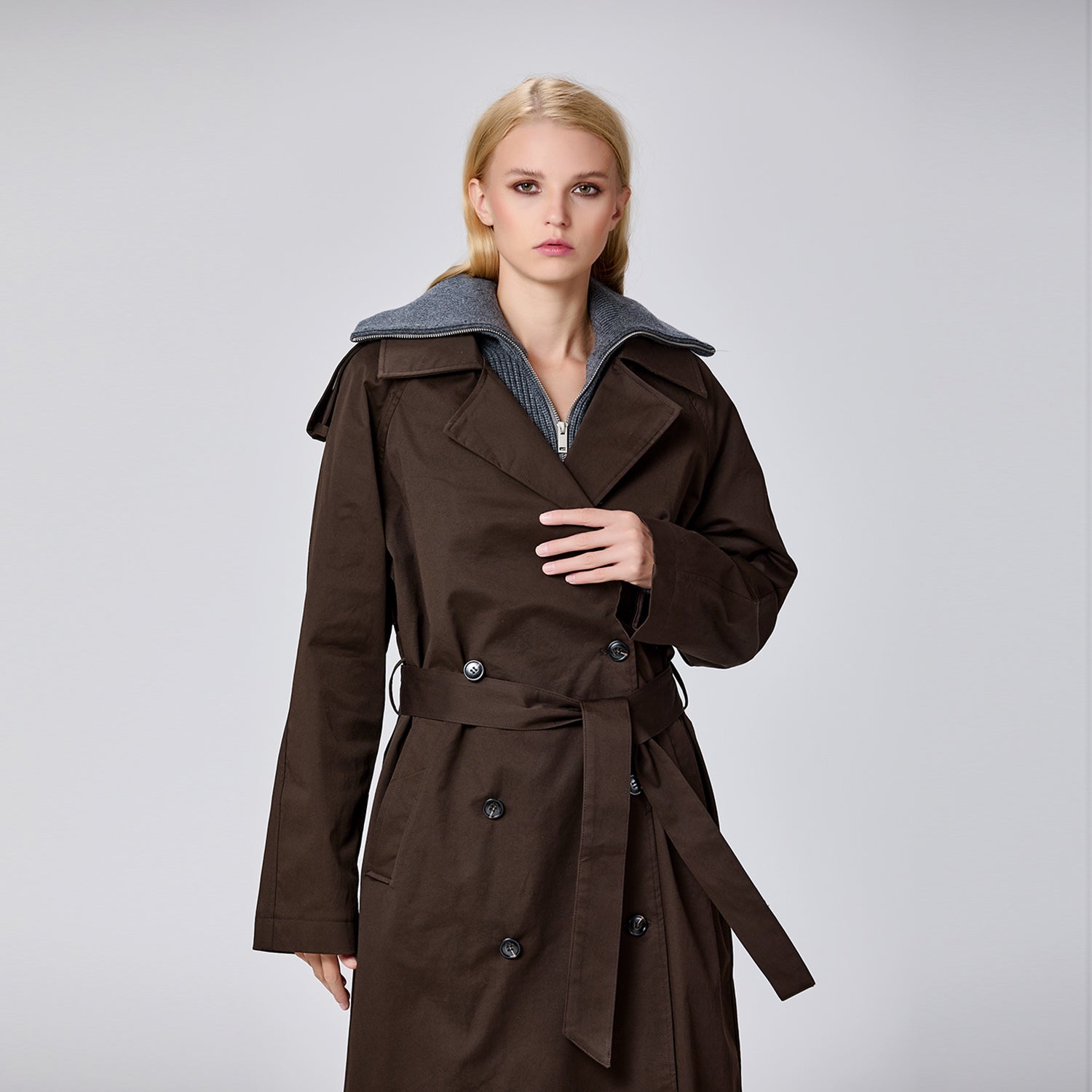 Trench-coat basique double boutonnage