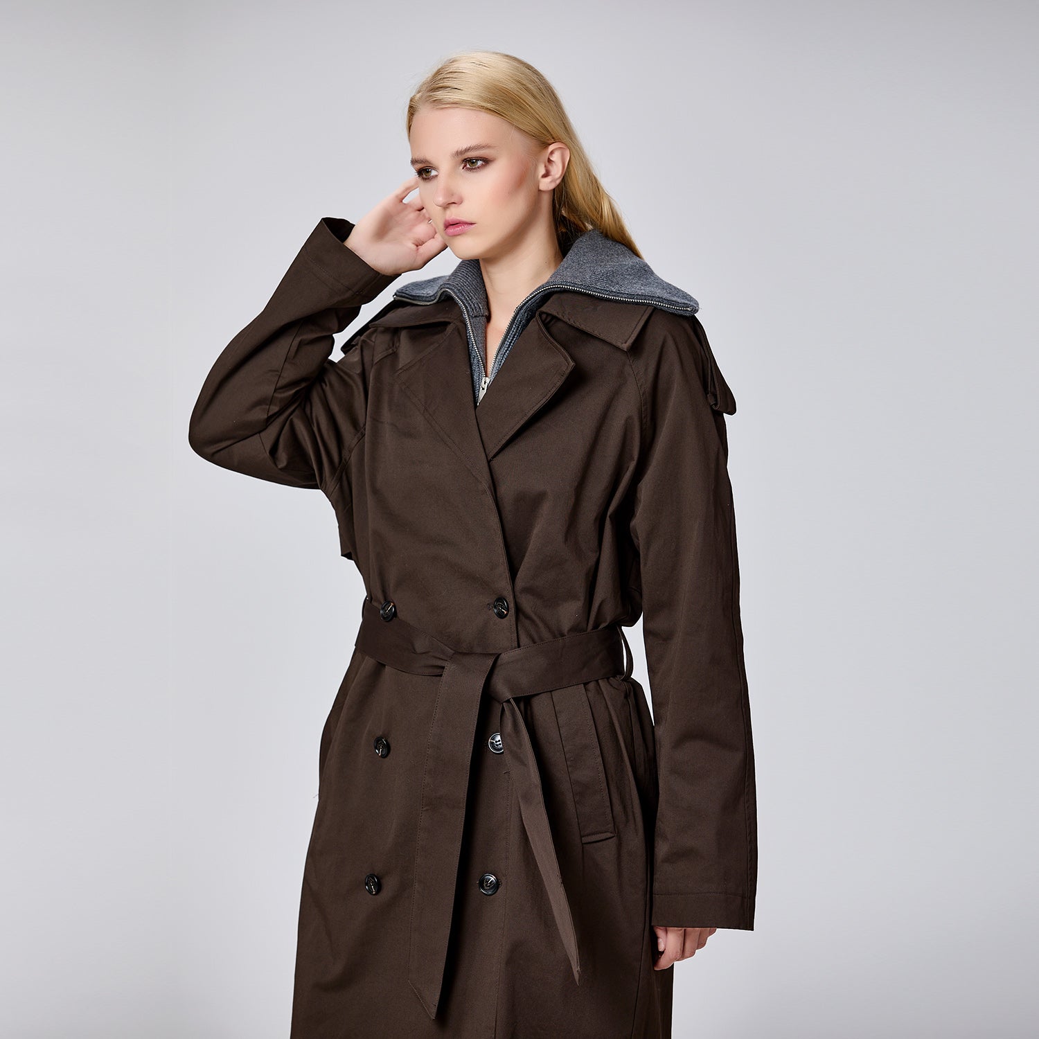 Trench-coat basique double boutonnage