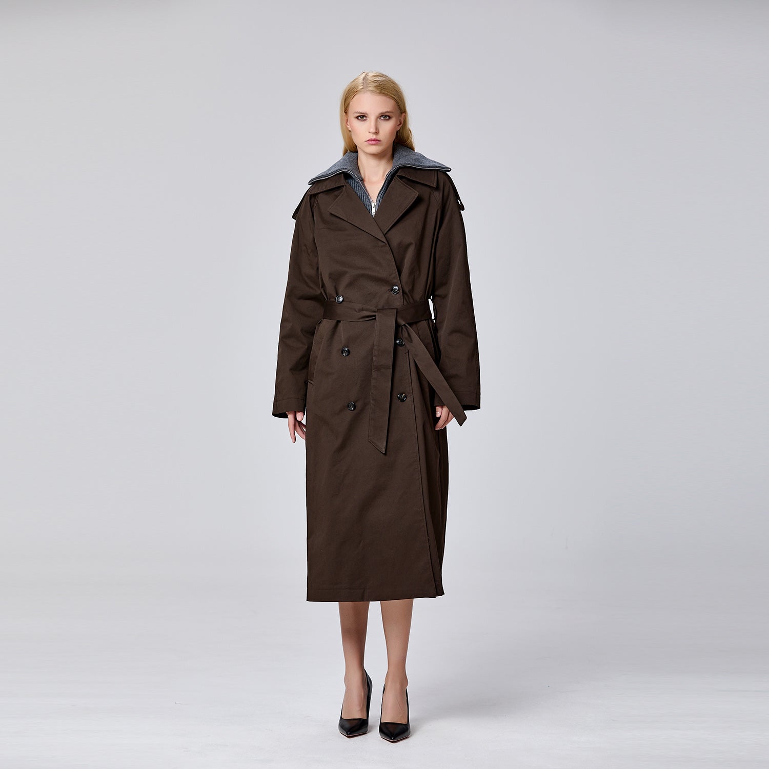 Trench-coat basique double boutonnage