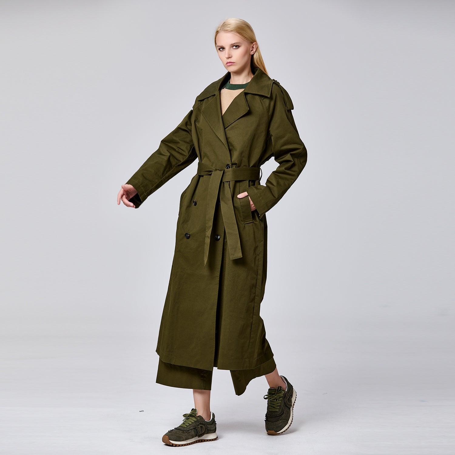 Trench-coat basique double boutonnage