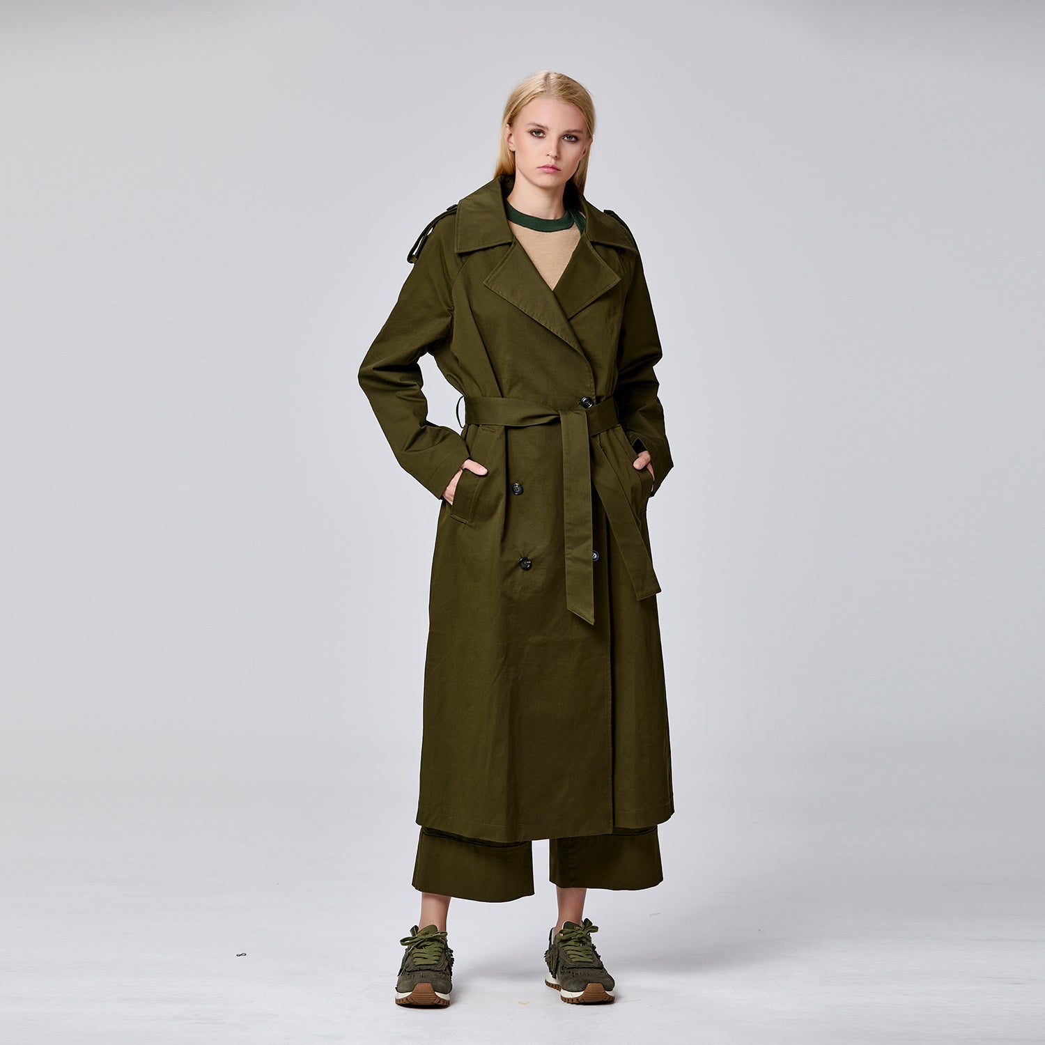 Trench-coat basique double boutonnage