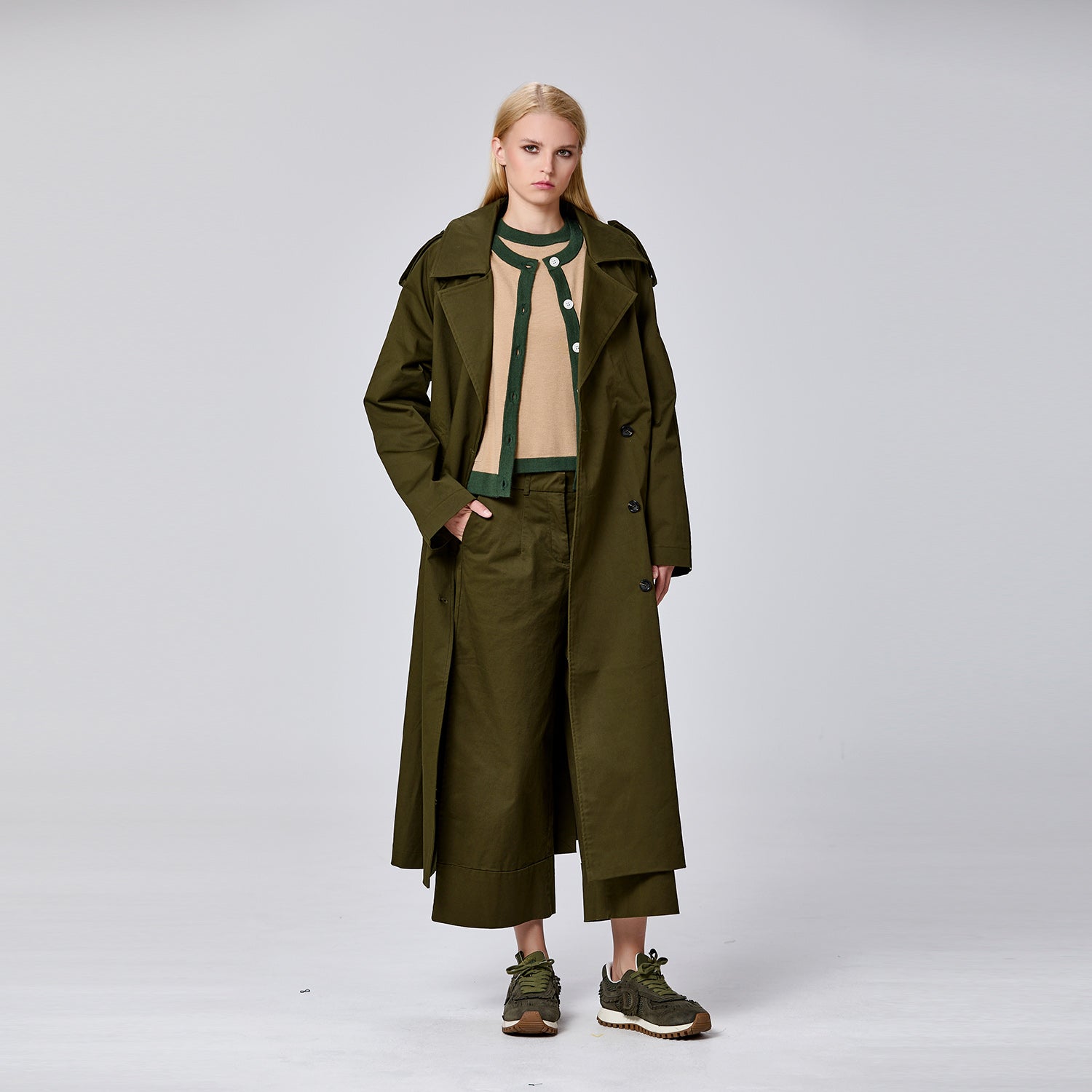 Trench-coat basique double boutonnage