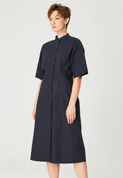 Robe chemise midi ample à taille corsetée
